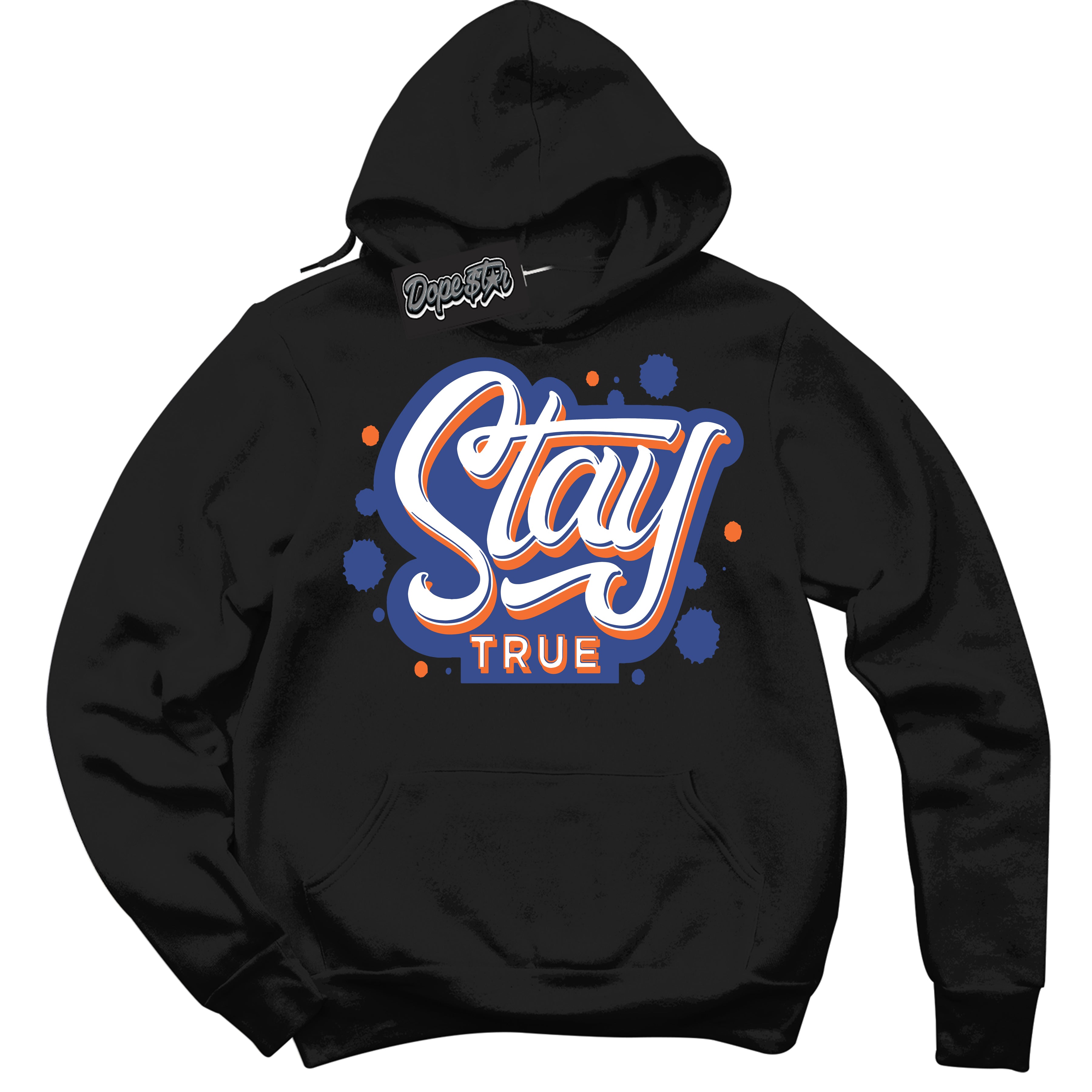 Cool Black Hoodie with “ Stay True ” design that Perfectly Matches Low Knicks.
