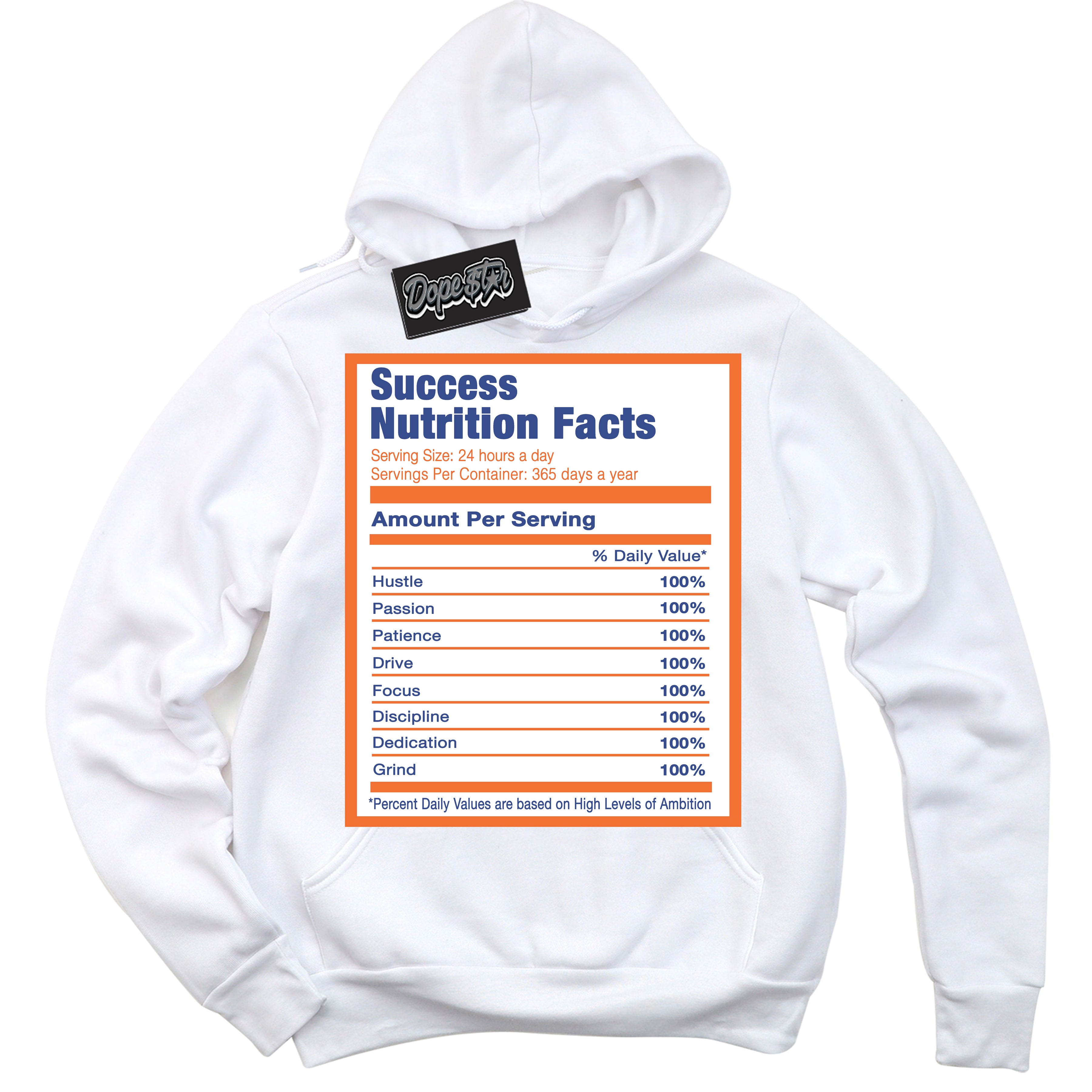 Cool White Hoodie with “ Success Nutrition ” design that Perfectly Matches Low Knicks.