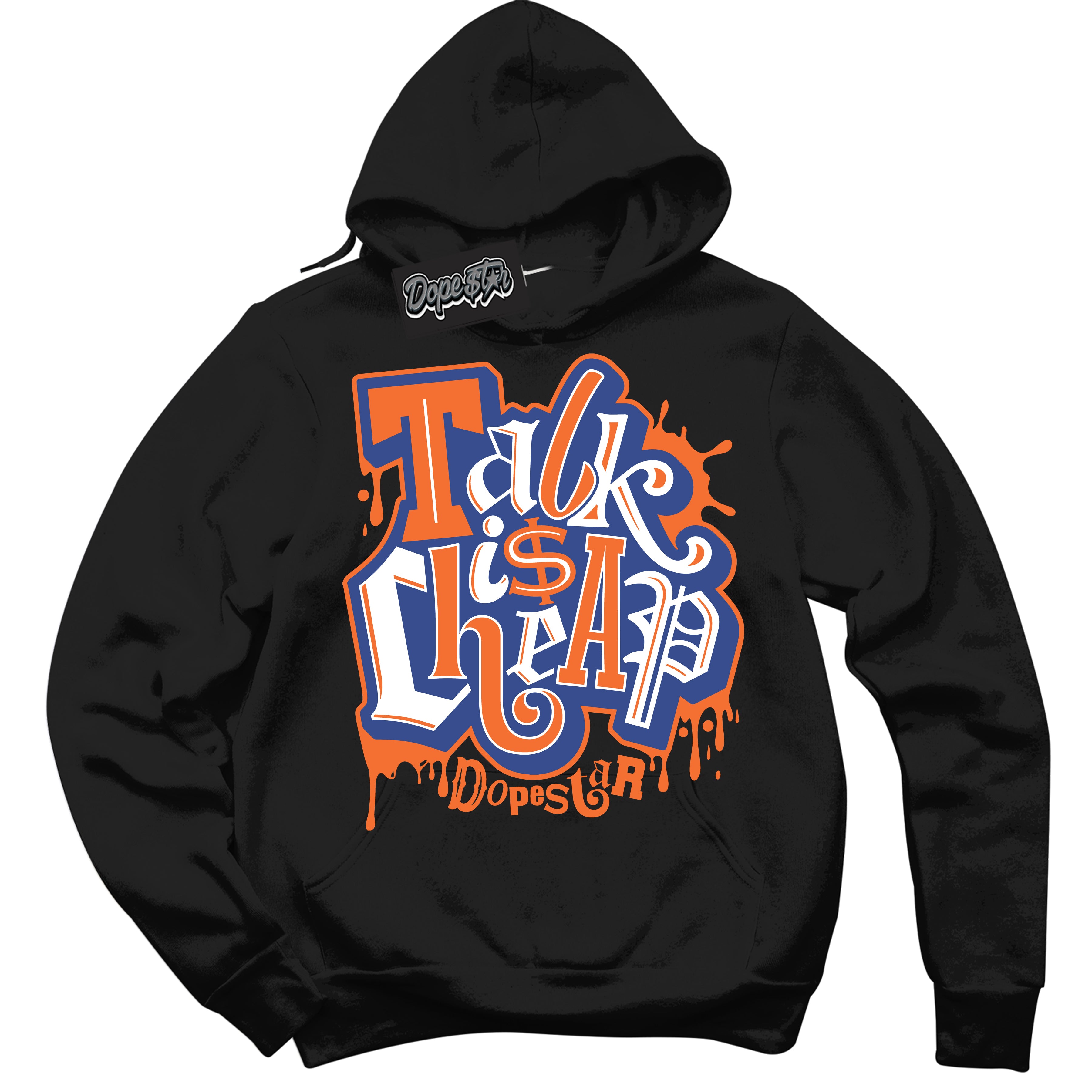 Cool Black Hoodie with “ Talk Is Cheap ” design that Perfectly Matches Low Knicks.