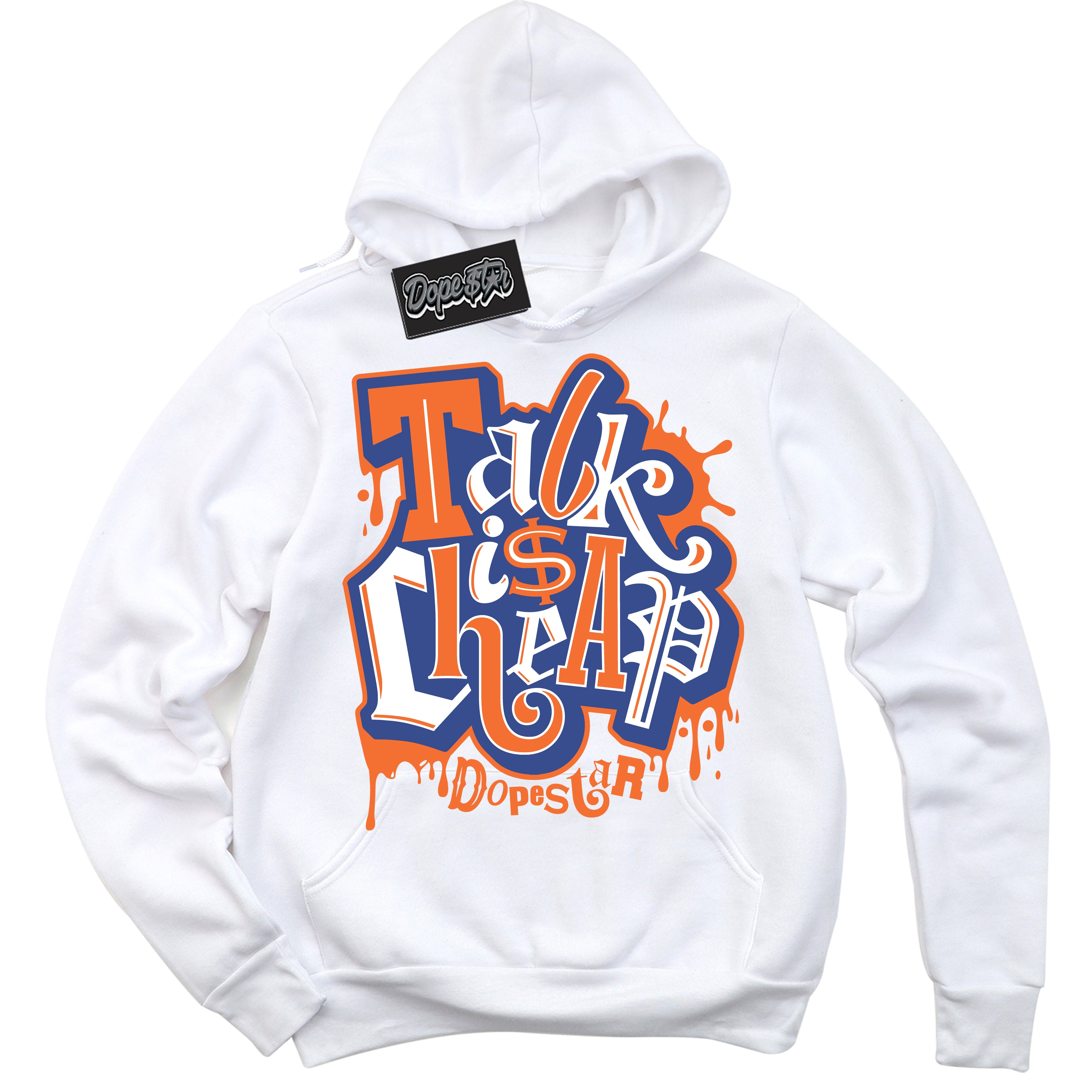 Cool White Hoodie with “ Talk Is Cheap ” design that Perfectly Matches Low Knicks.