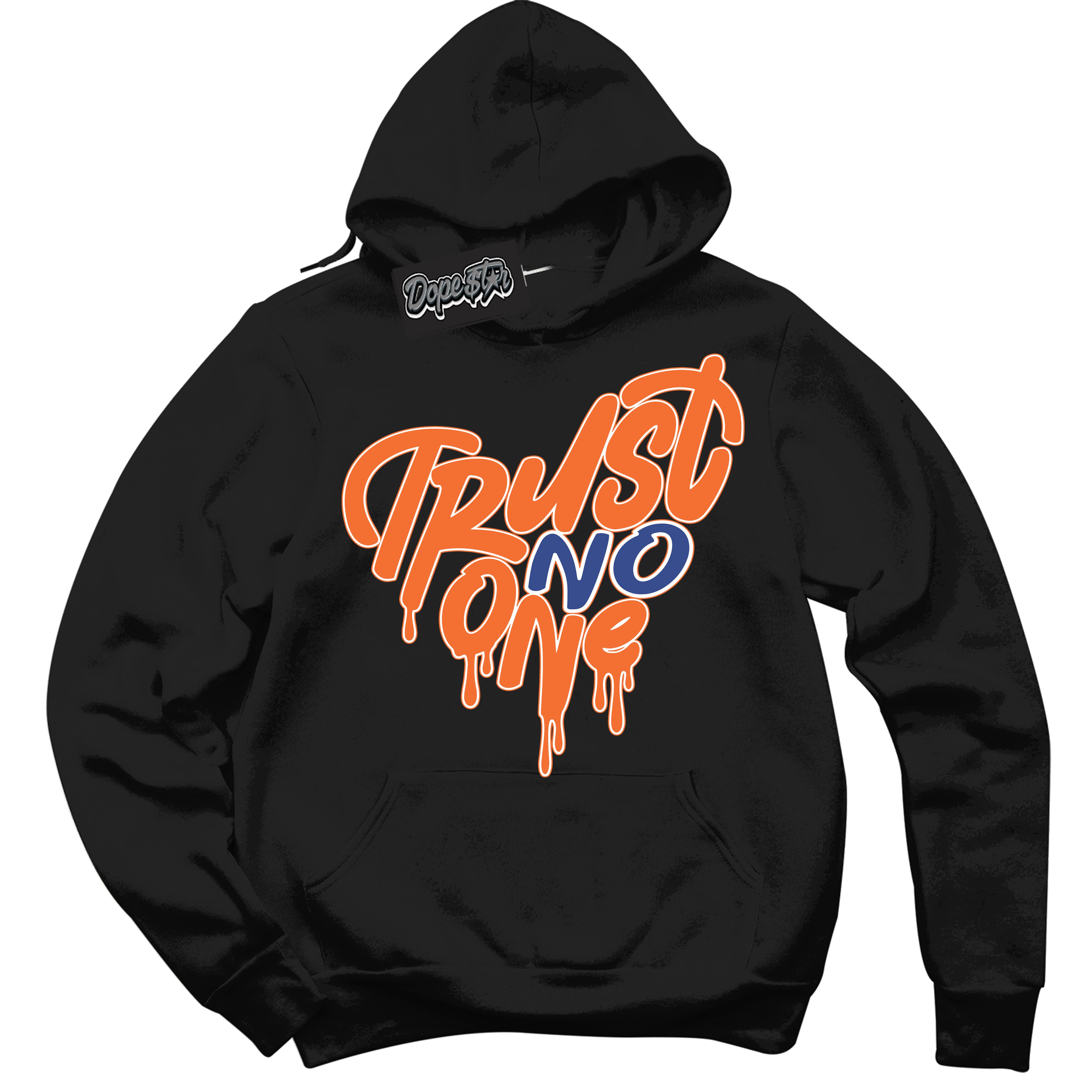 Cool Black Hoodie with “ Trust No One Heart ” design that Perfectly Matches Low Knicks.