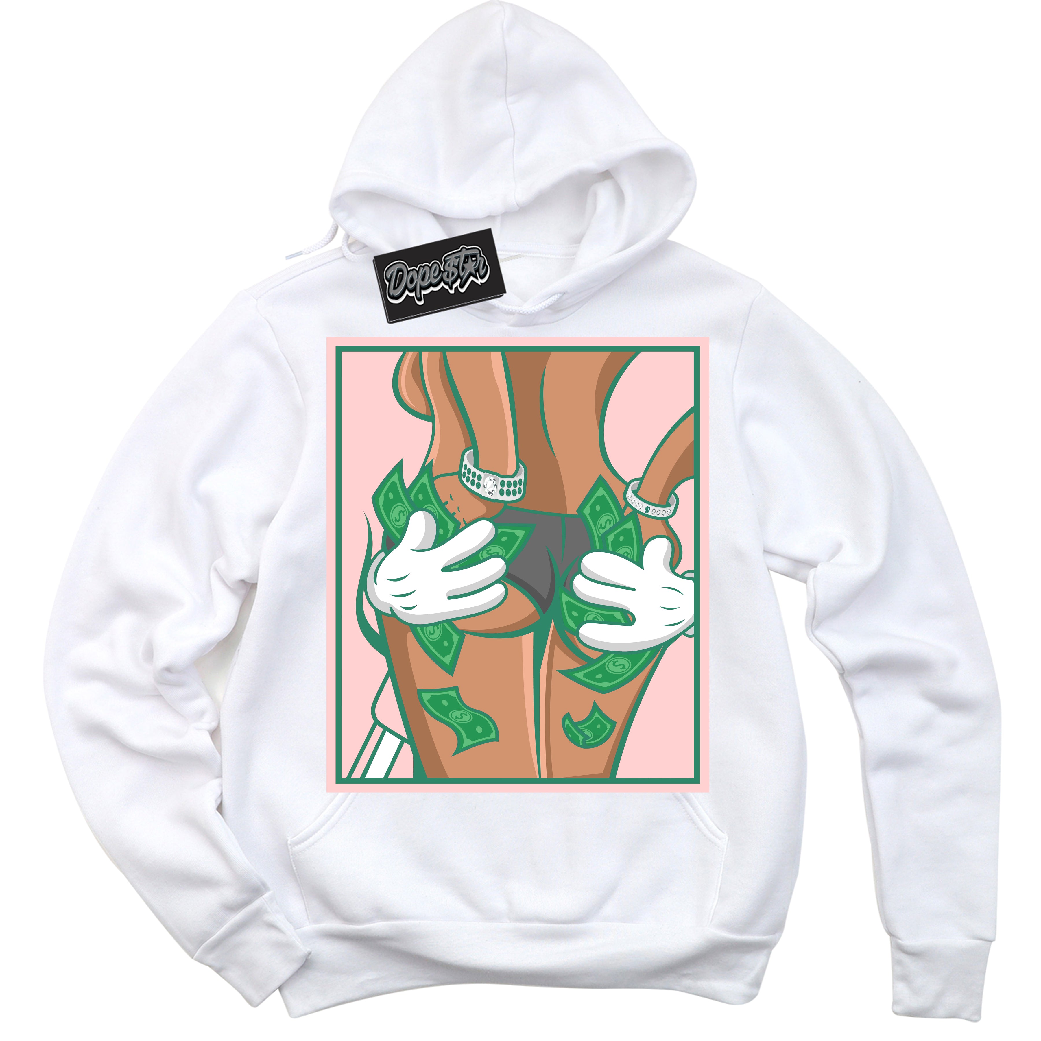 Cool White Hoodie with “ Money Hands ”  design that Perfectly Matches Malachite Dunks Dunks.