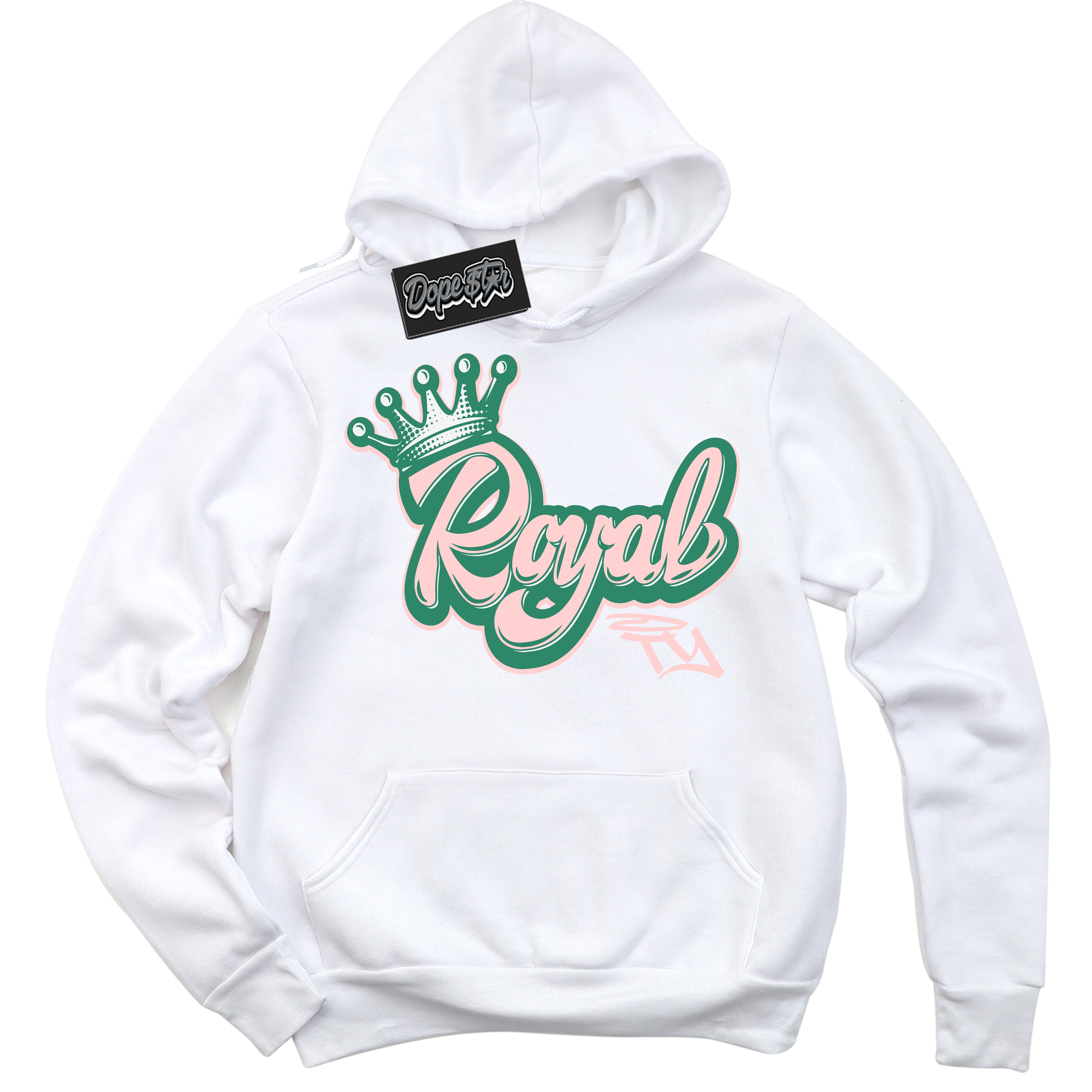 Cool White Hoodie with “ Royalty ”  design that Perfectly Matches Malachite Dunks Dunks.