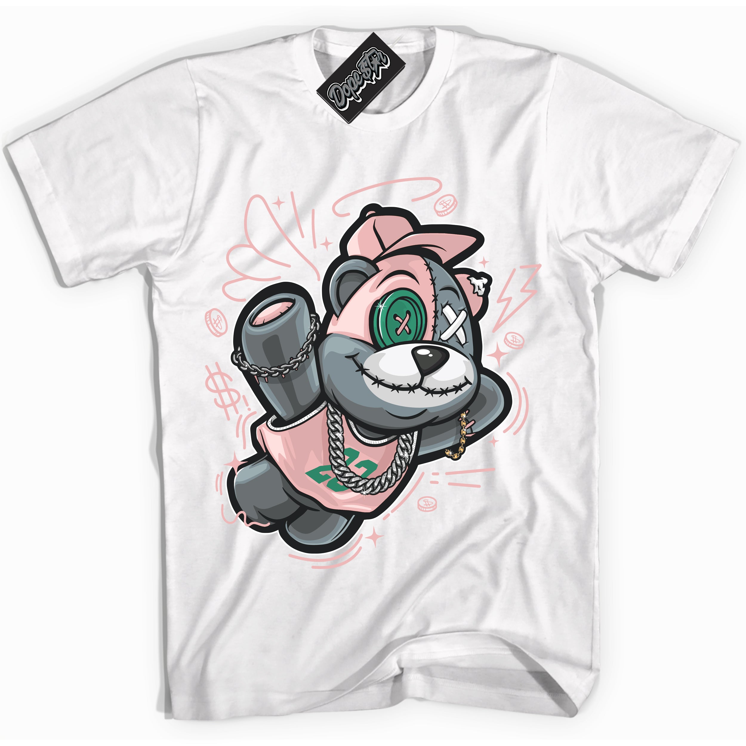 Cool White Shirt with “ Slam Dunk Bear ” design that perfectly matches Malachite Dunks Dunks.