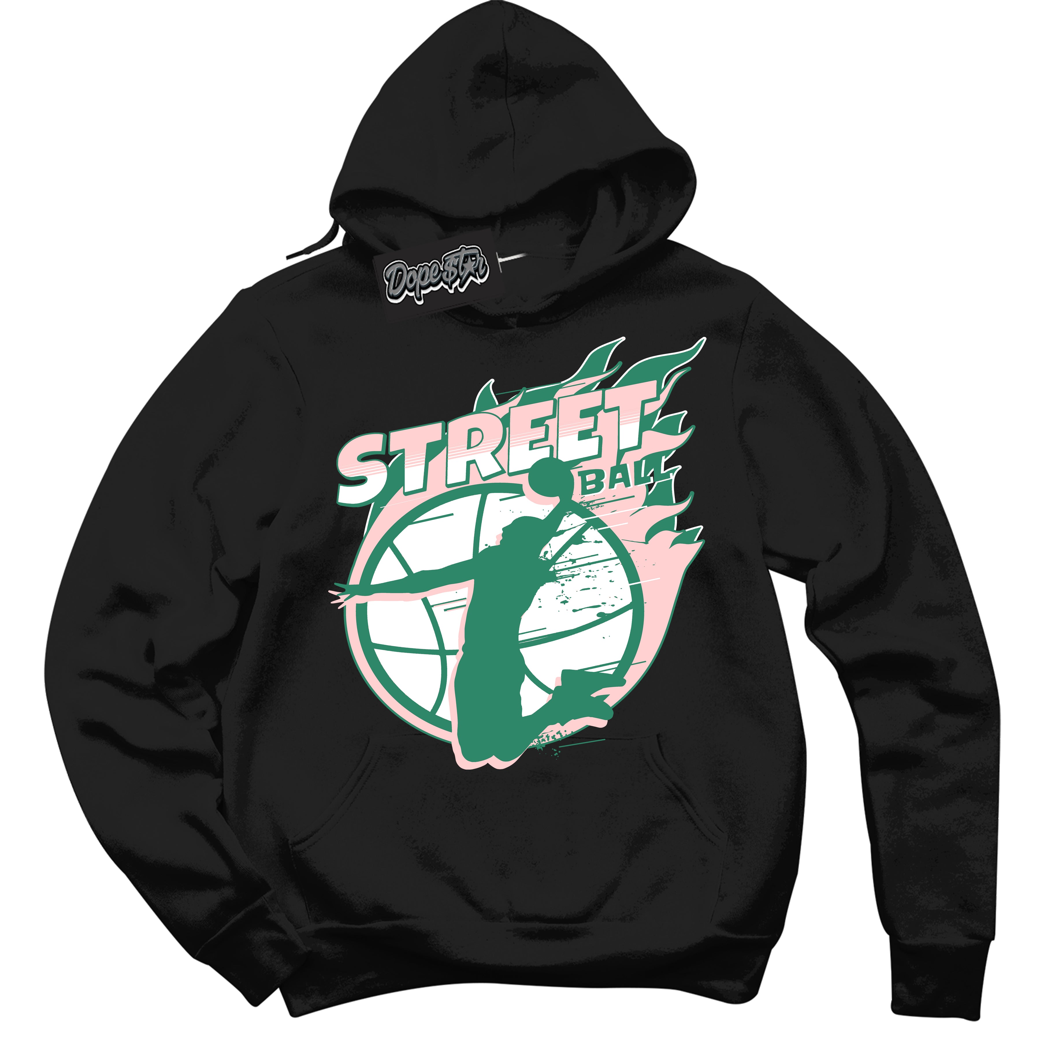 Cool Black Hoodie with “ Street Ball ”  design that Perfectly Matches Malachite Dunks.