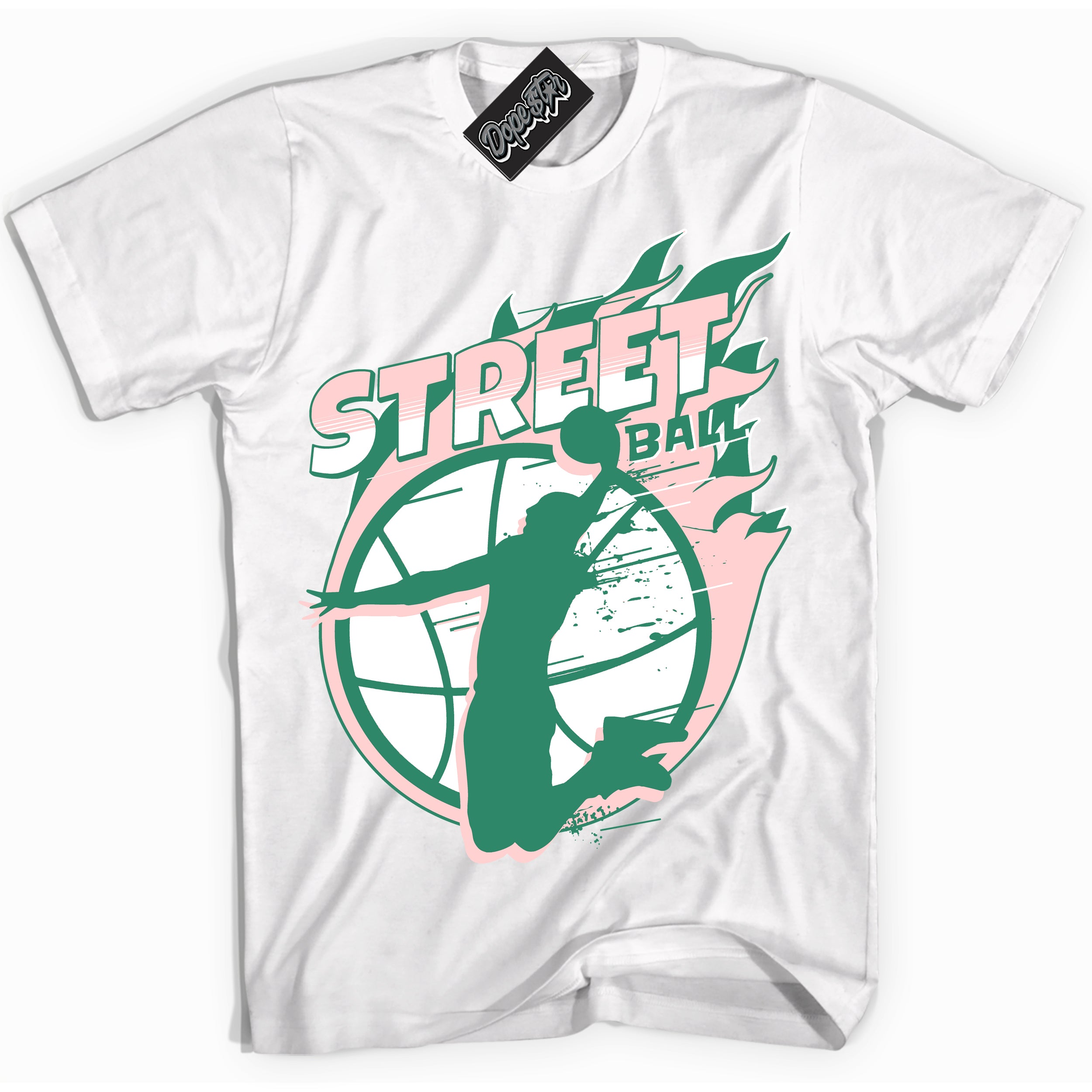 Cool White Shirt with “ Street Ball ” design that perfectly matches Malachite Dunks.