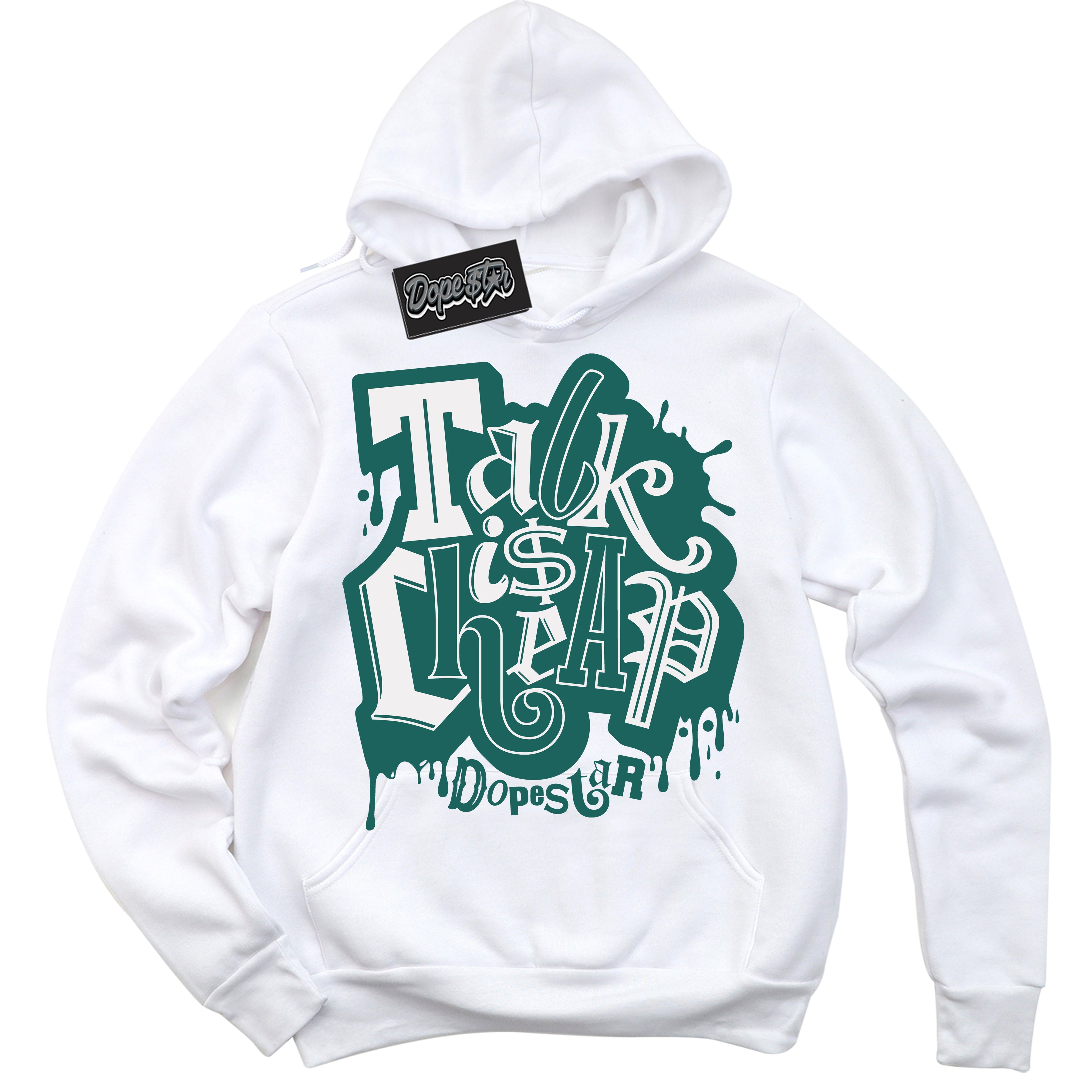 Cool White Hoodie with “ Talk Is Cheap ” design that Perfectly Matches Next Nature Bicoastal Sneakers.