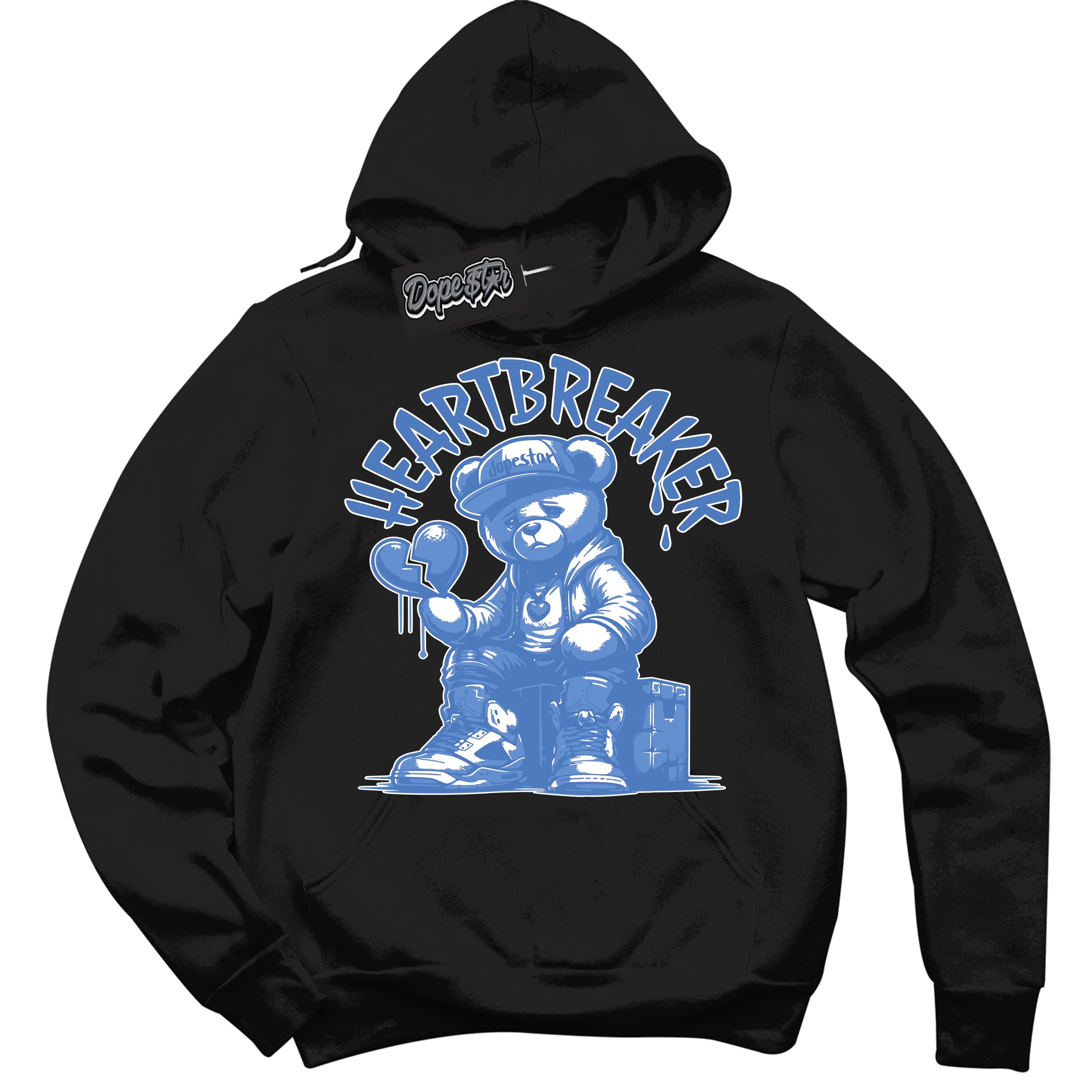 Cool Black Hoodie with “ Heartbreaker Bear ”  design that Perfectly Matches Polar Blue Dunk.