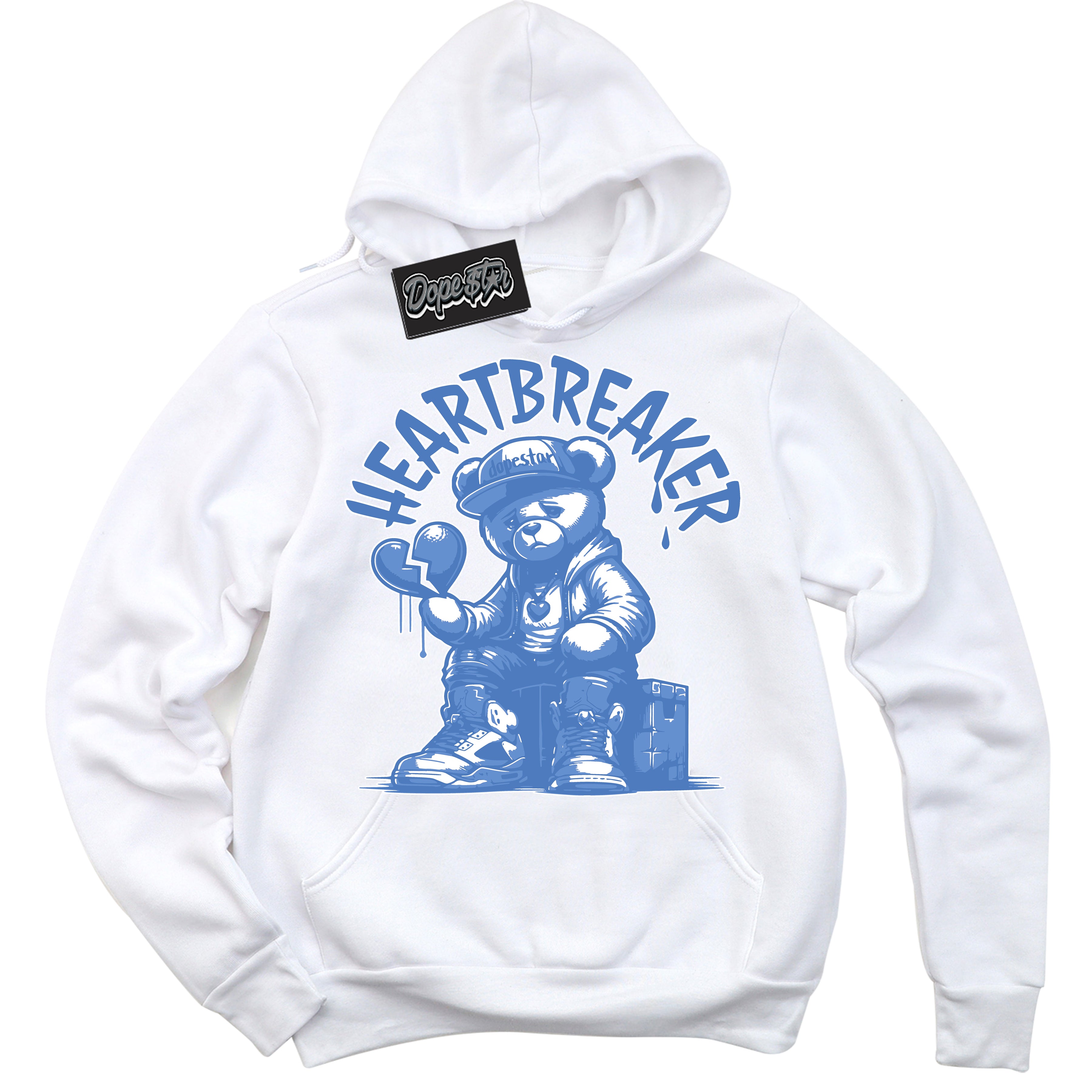 Cool White Hoodie with “ Heartbreaker Bear ”  design that Perfectly Matches Polar Blue Dunk.
