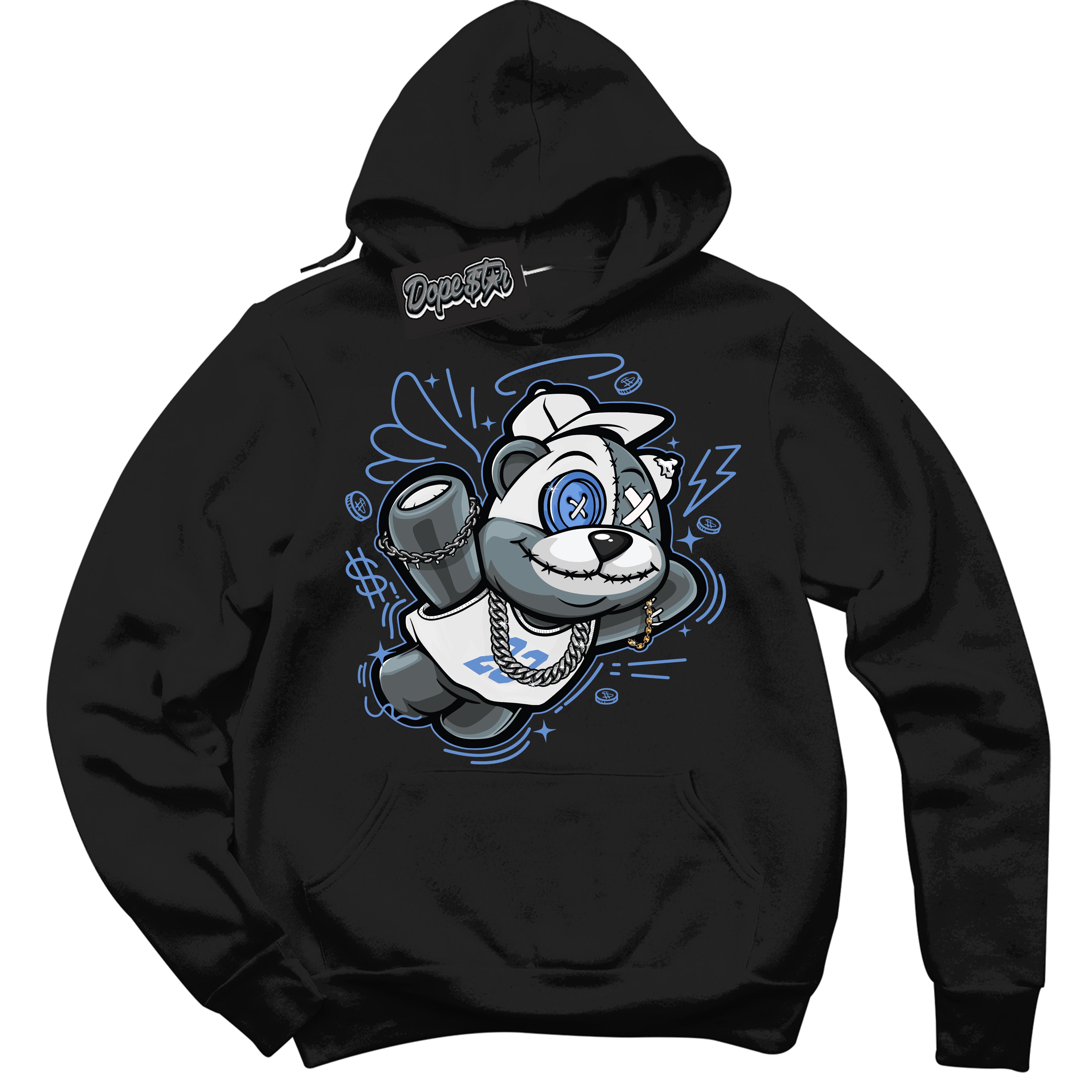 Cool Black Hoodie with “ Slam Dunk Bear ”  design that Perfectly Matches Polar Blue Dunk.