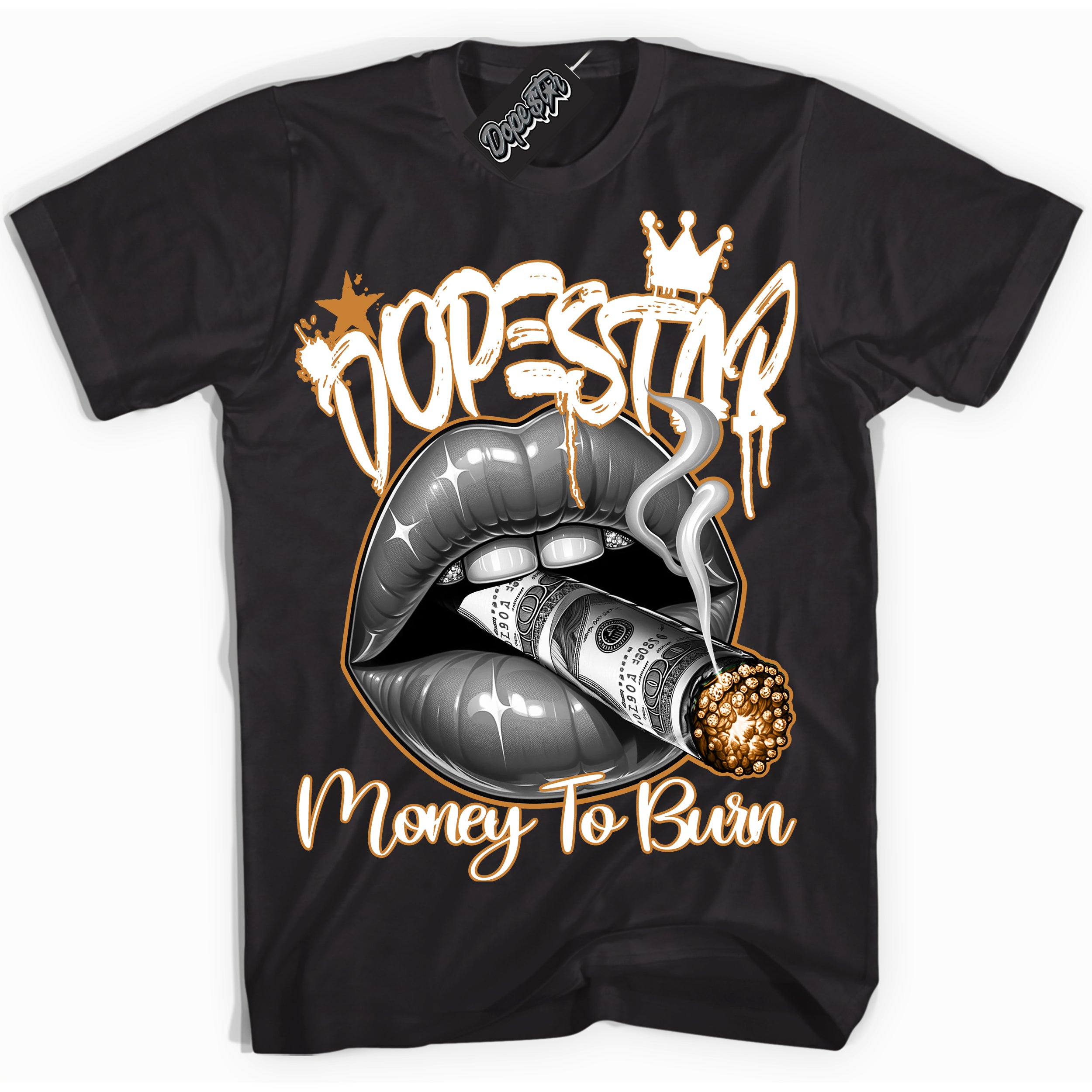 Cool Black Shirt with “ Money To Burn” design that perfectly matches Reverse Curry Sneakers.