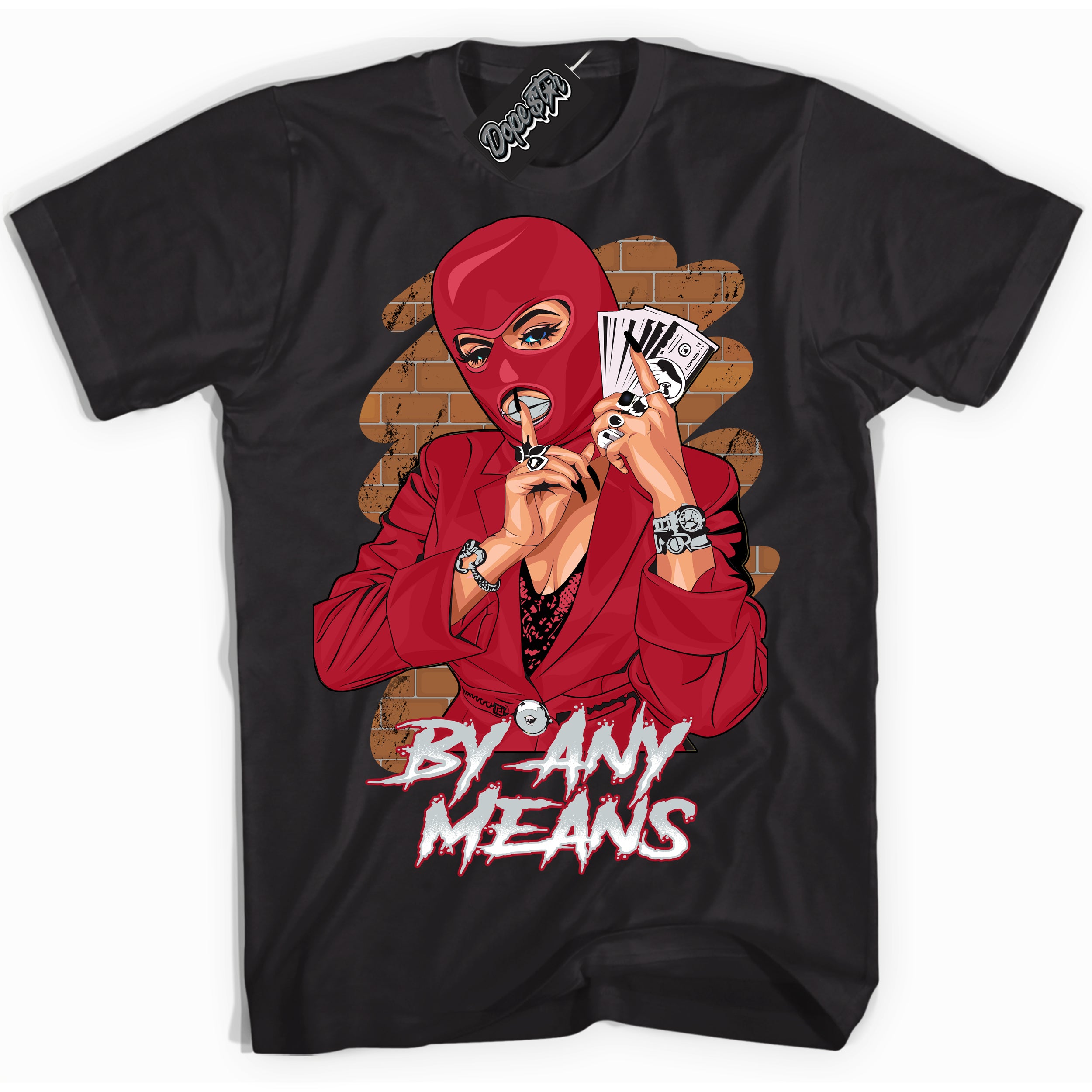 Cool Black Shirt with “ By Any Means ” design that perfectly matches Reverse Ultraman Sneakers.