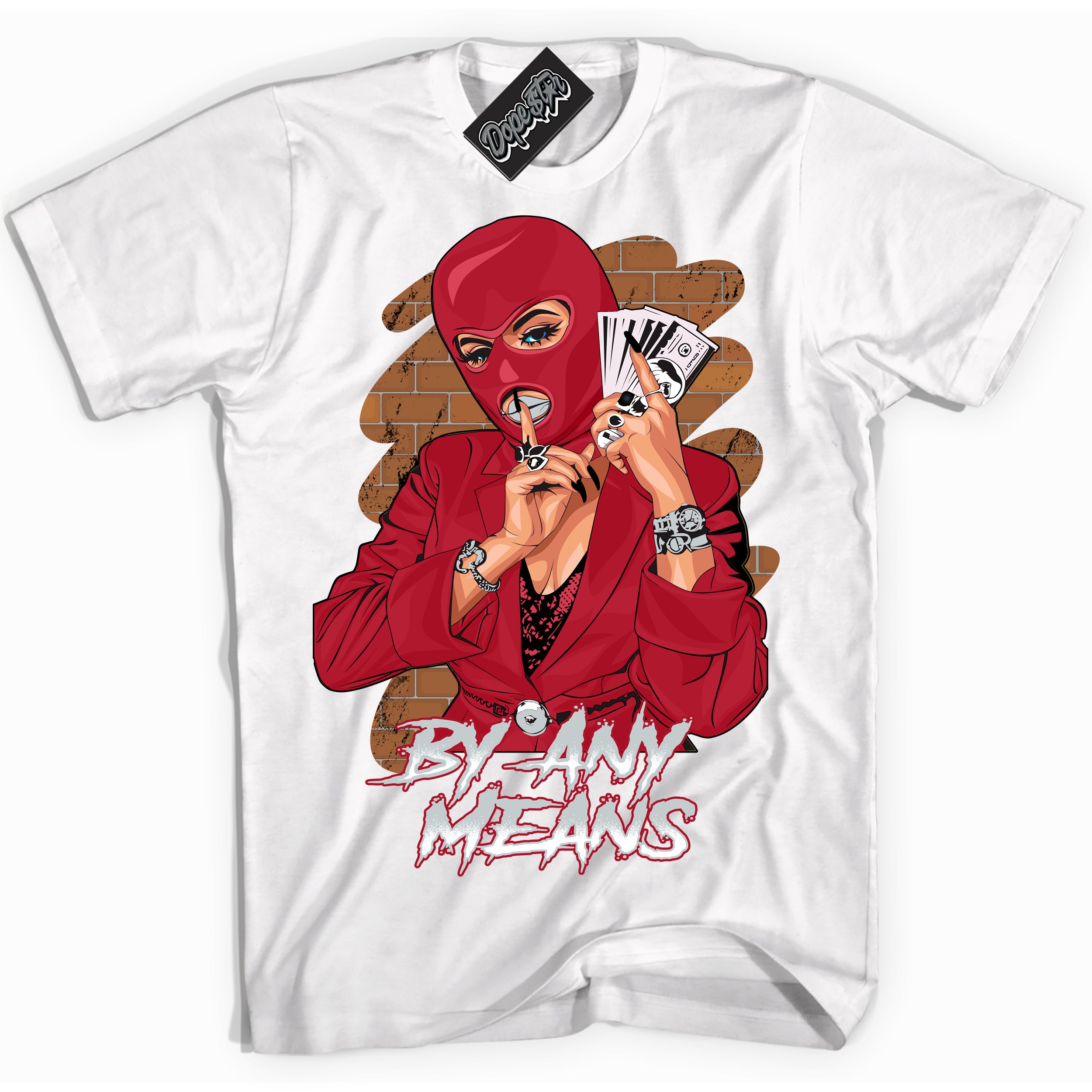 Cool White Shirt with “ By Any Means ” design that perfectly matches Reverse Ultraman Sneakers.