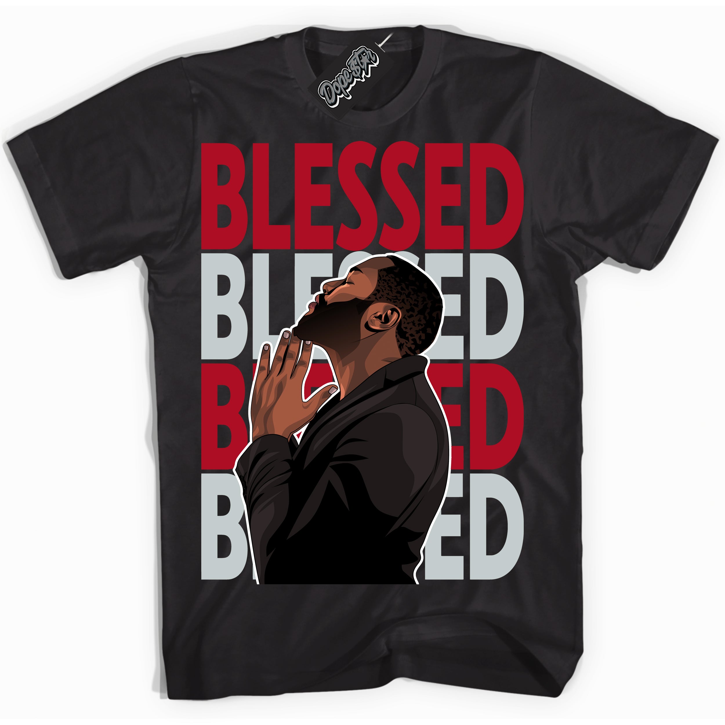 Cool Black Shirt with “ God Blessed” design that perfectly matches Reverse Ultraman Sneakers.