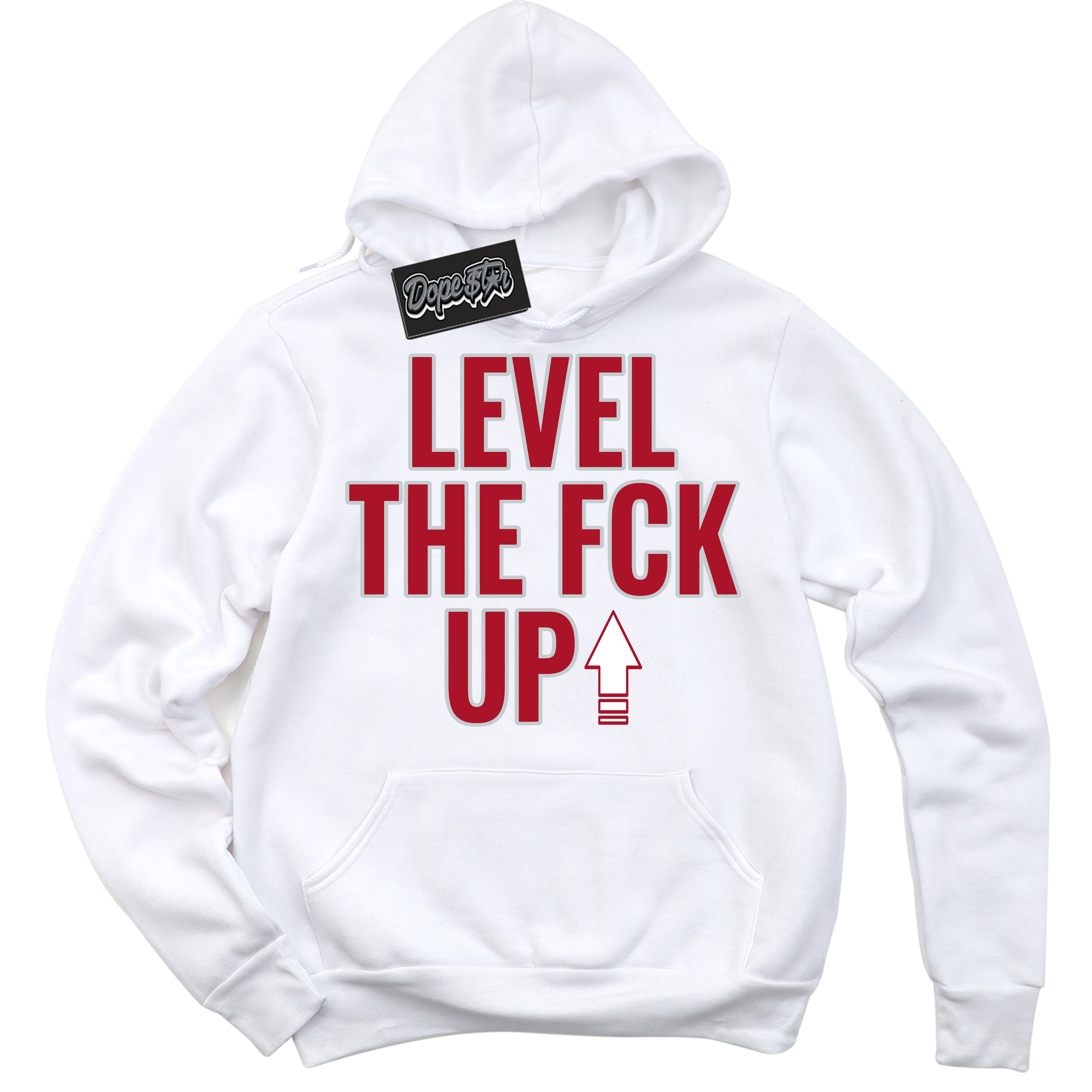 Cool White Hoodie with “ Level The Fck Up ” design that Perfectly Matches Reverse Ultraman Sneakers.