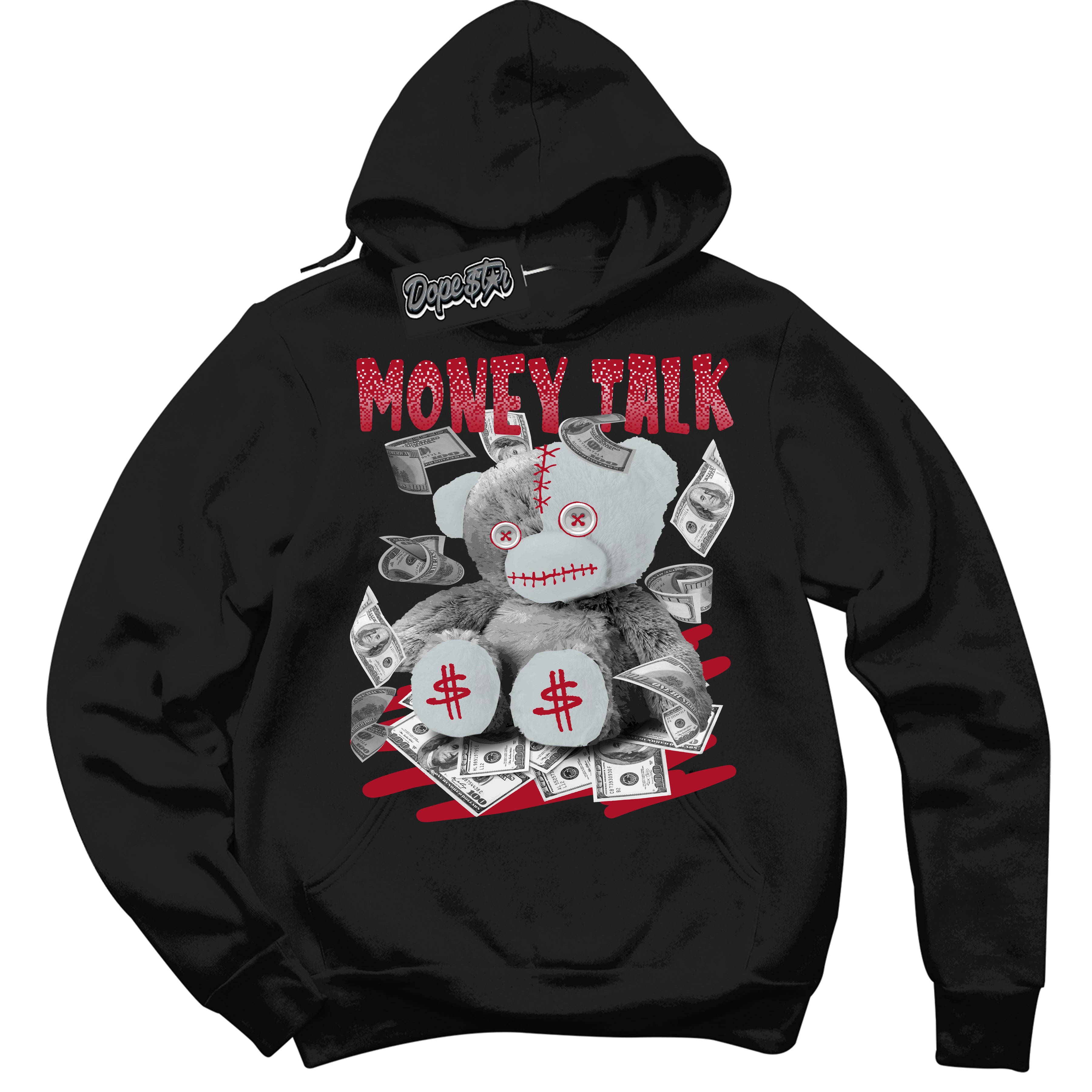 Cool Black Hoodie with “ Money Talk Bear ” design that Perfectly Matches Reverse Ultraman Sneakers.