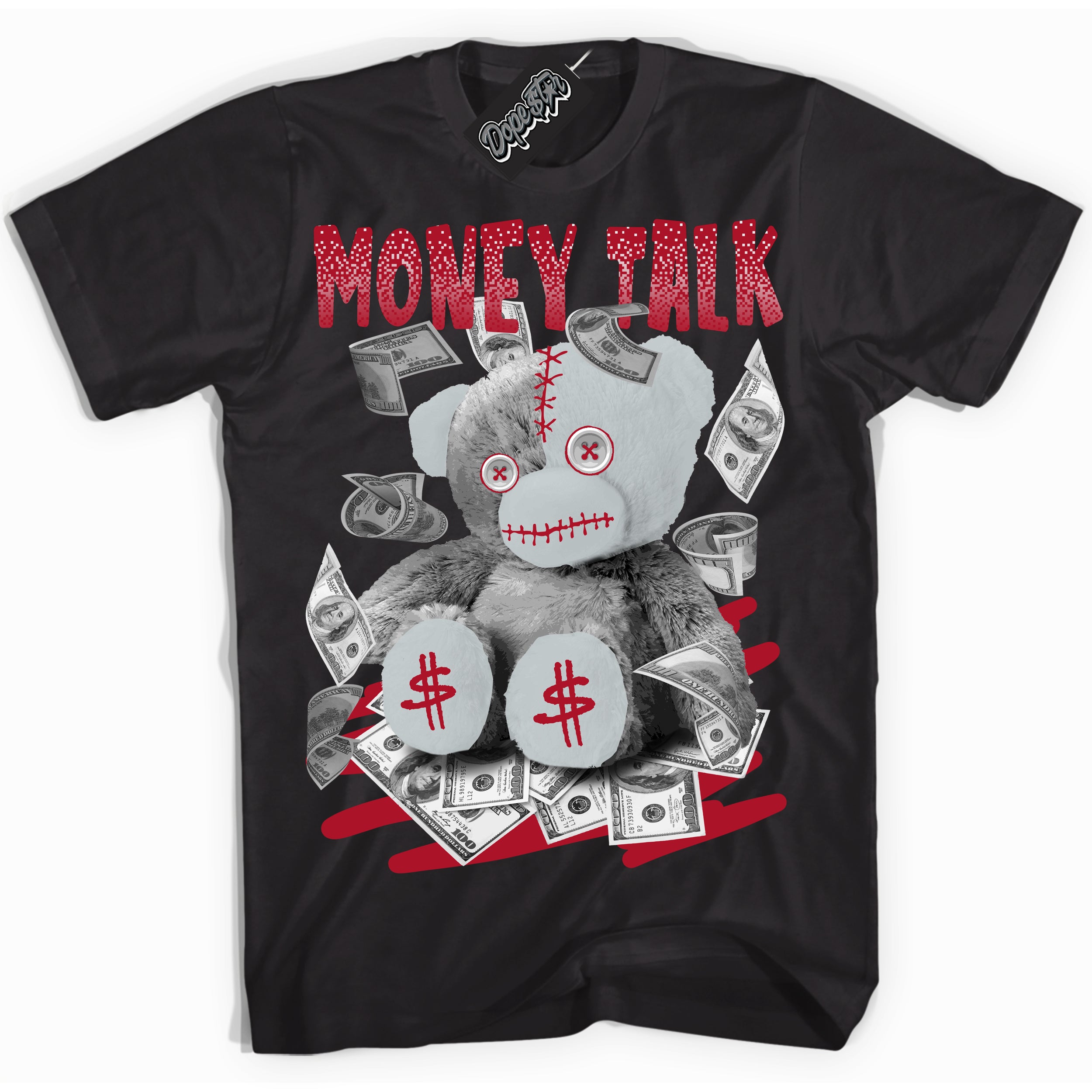 Cool Black Shirt with “ Money Talk Bear” design that perfectly matches Reverse Ultraman Sneakers.