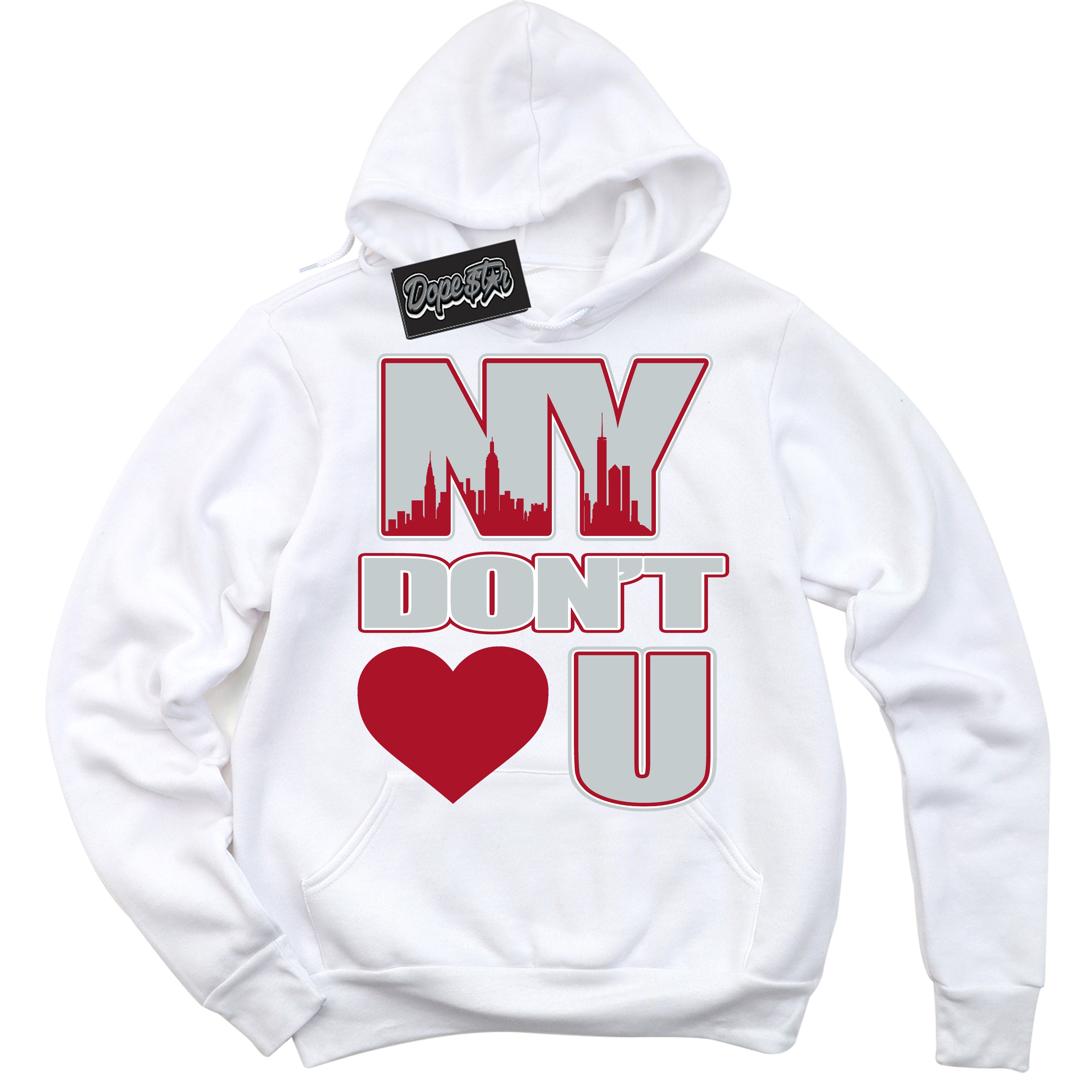 Cool White Hoodie with “ NY Don't Love You ” design that Perfectly Matches Reverse Ultraman Sneakers.