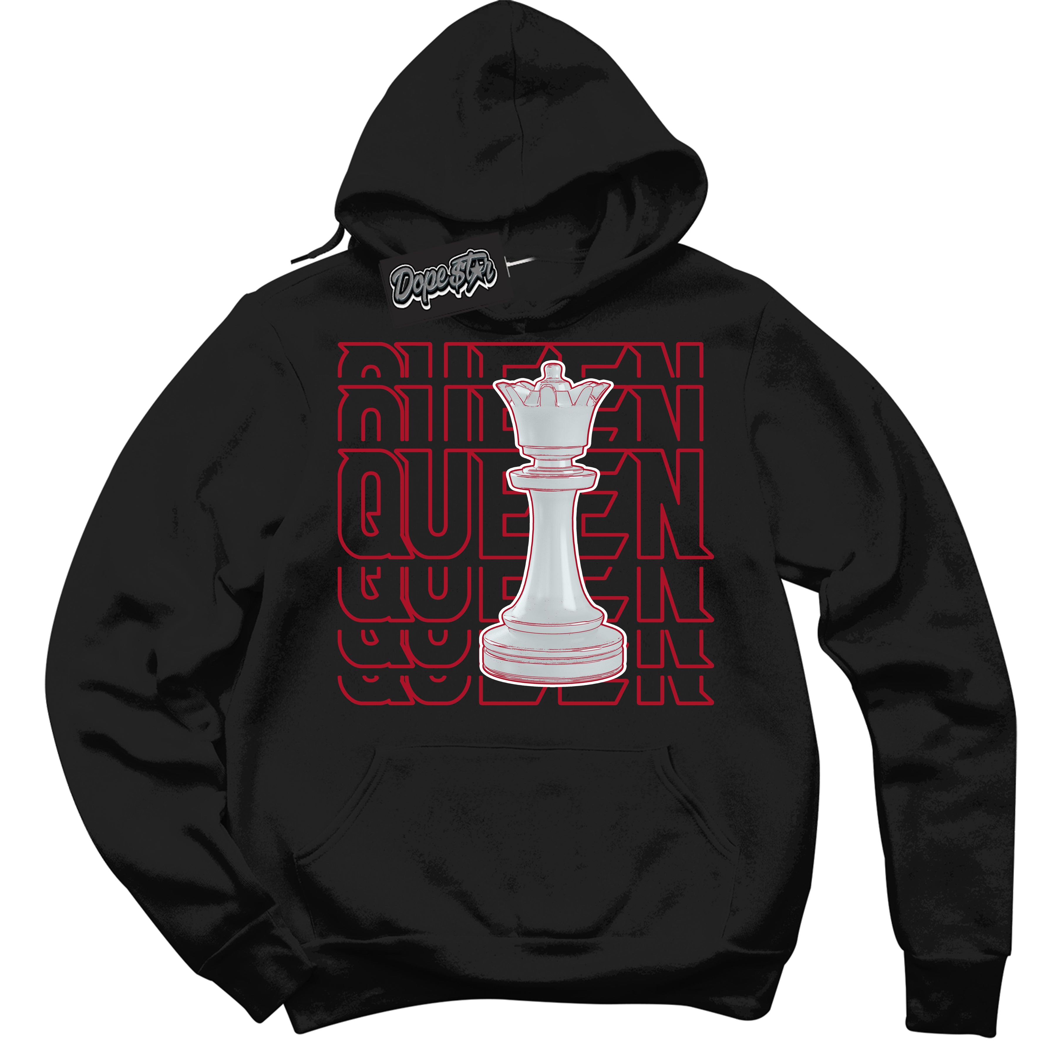 Cool Black Hoodie with “ Queen Chess ” design that Perfectly Matches Reverse Ultraman Sneakers.