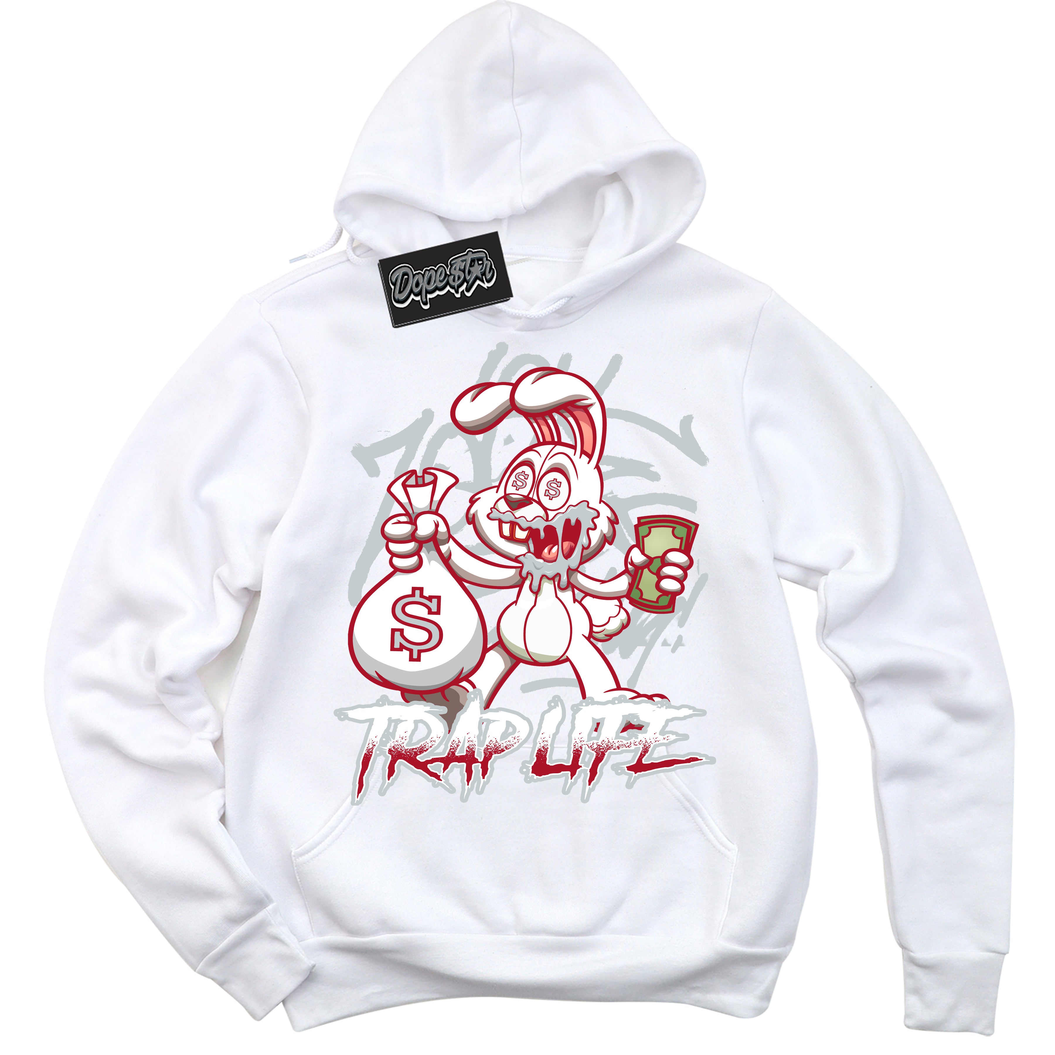 Cool White Hoodie with “ Trap Rabbit ” design that Perfectly Matches Reverse Ultraman Sneakers.