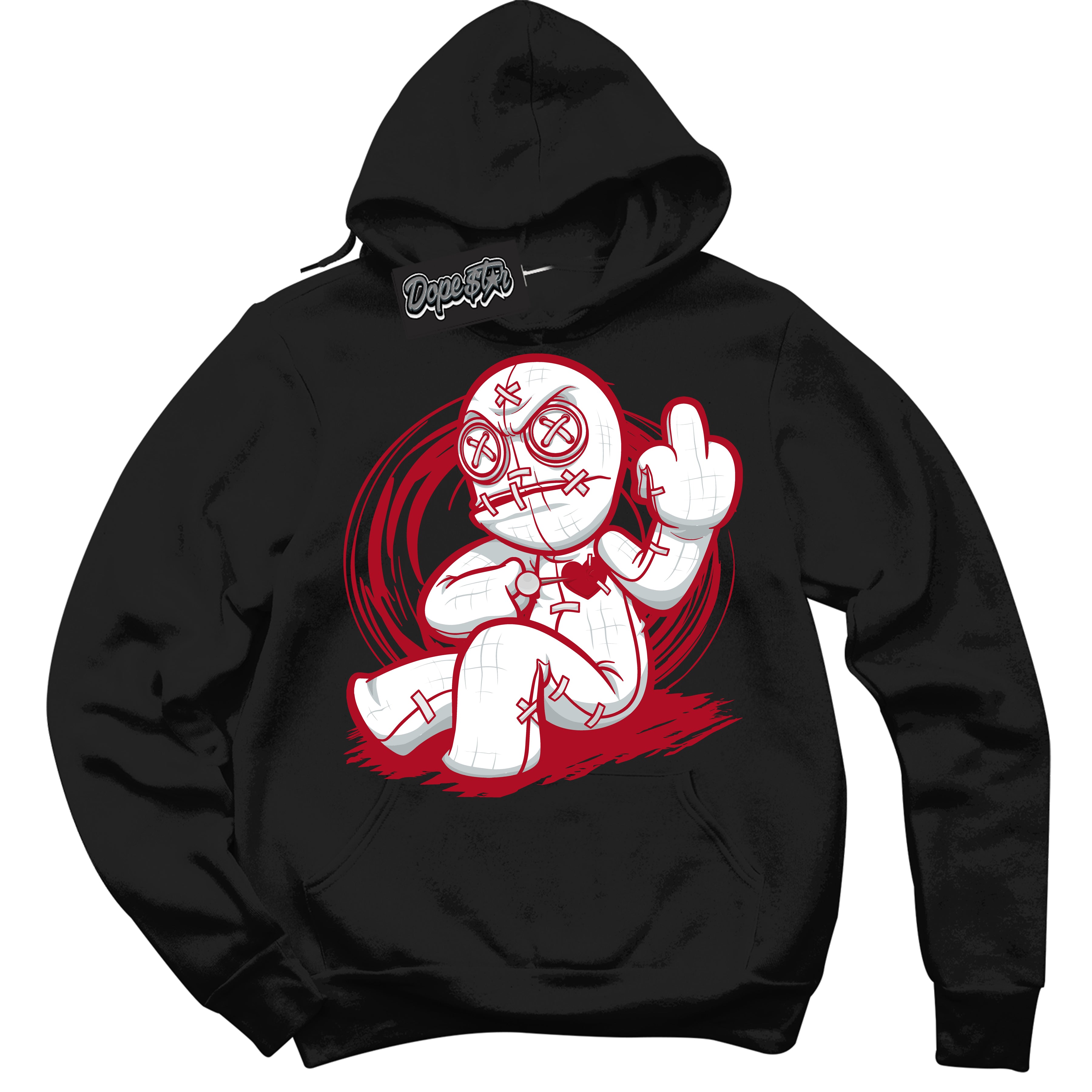 Cool Black Hoodie with “ VooDoo Doll ” design that Perfectly Matches Reverse Ultraman Sneakers.