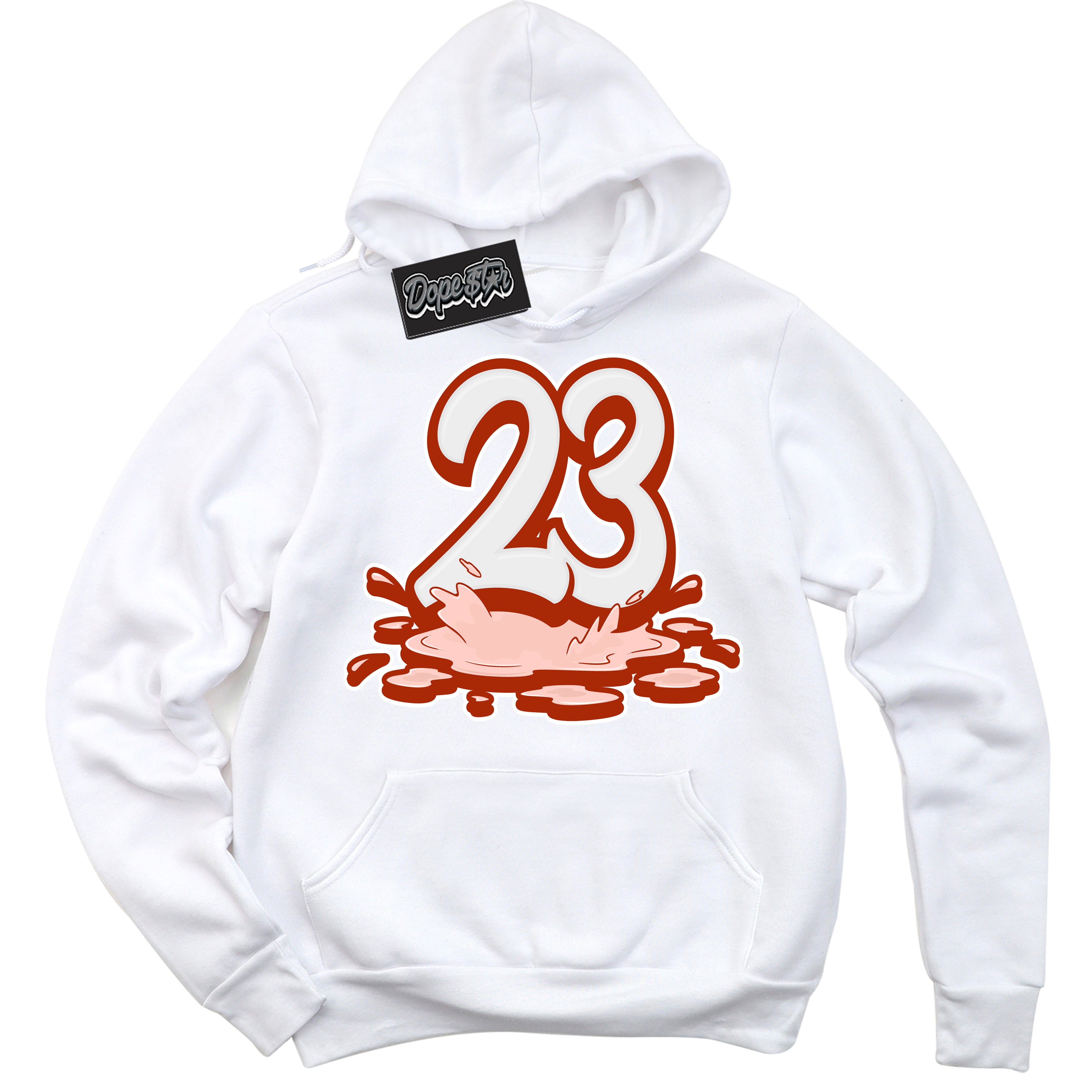 Cool White Hoodie with “ 23 Melting ” design that Perfectly Matches Red Stardust Dunk.