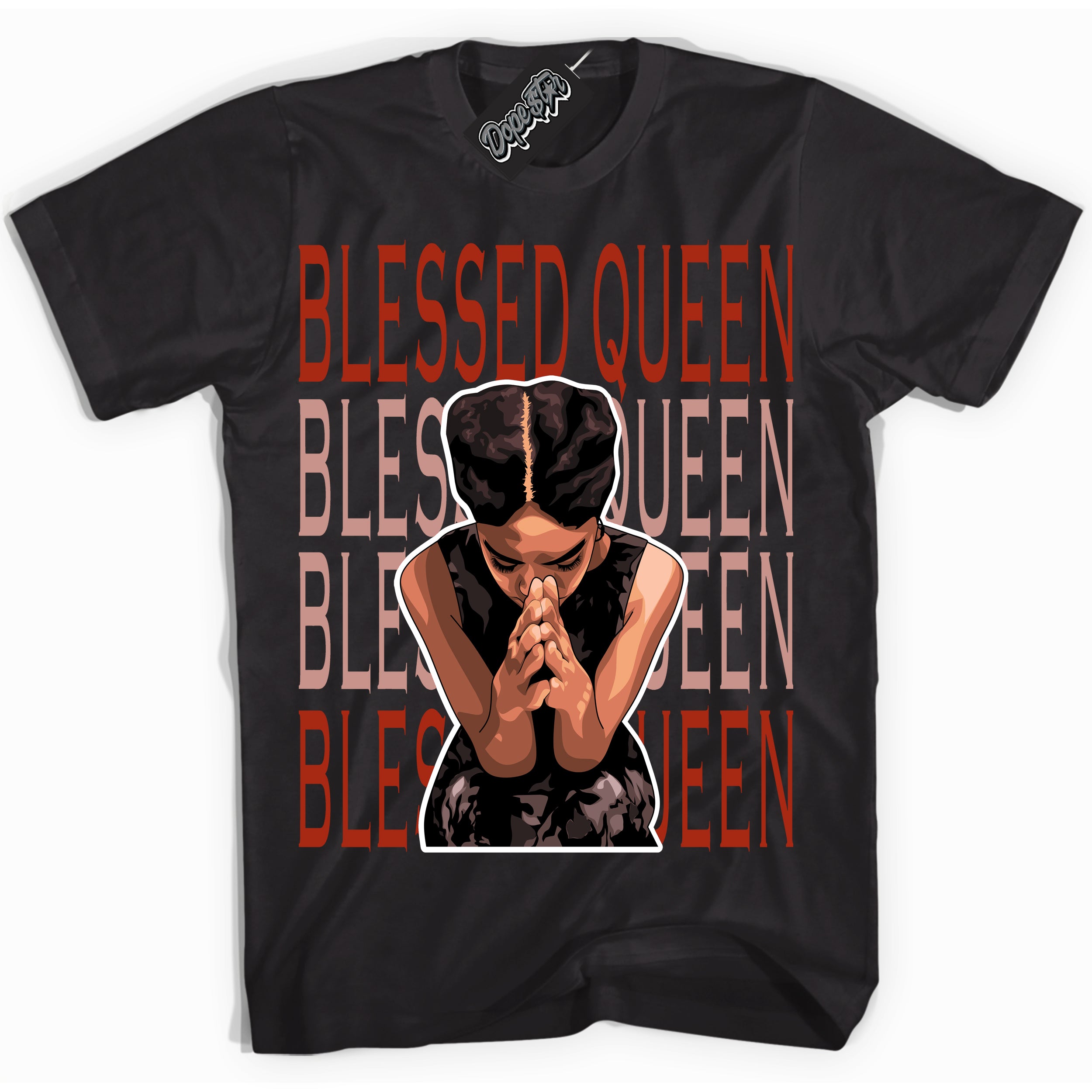 Cool Black Shirt with “ Blessed Queen ” design that perfectly matches Red Stardust Dunk.