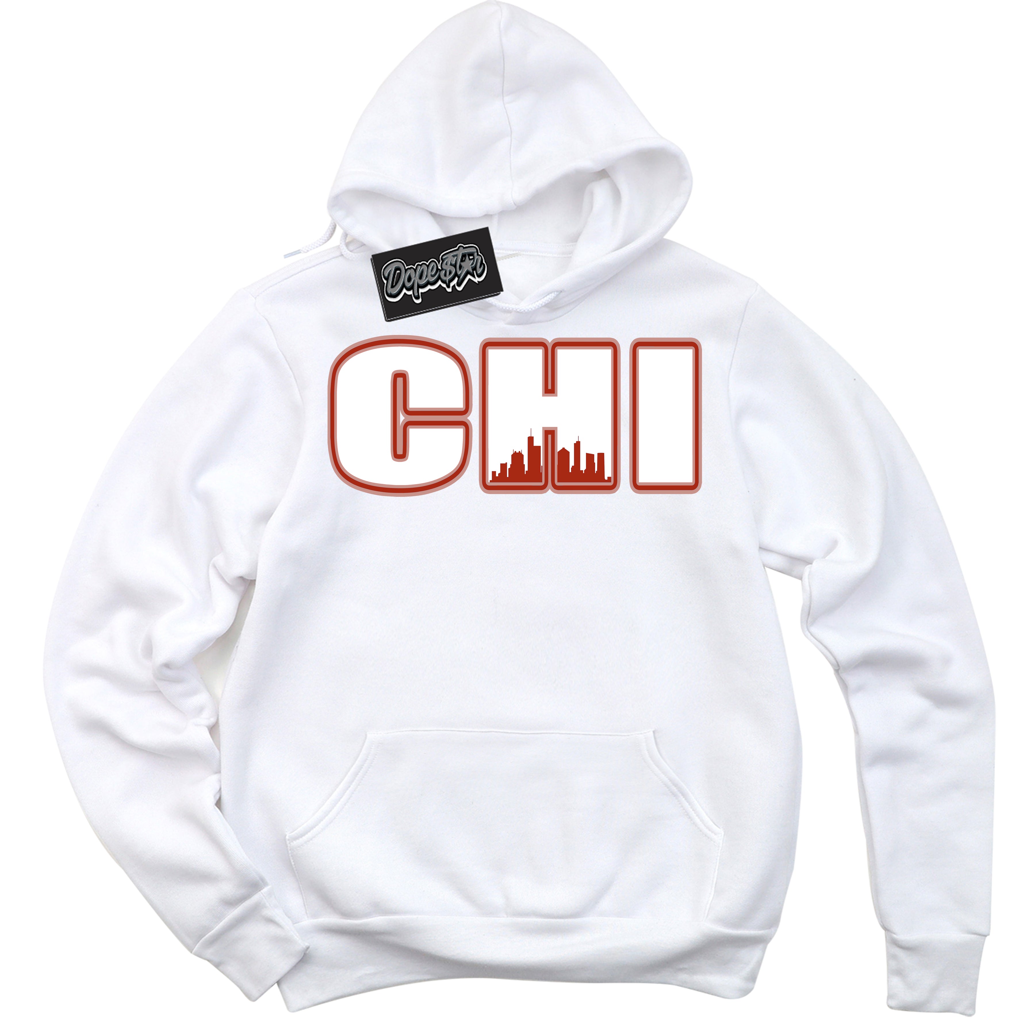 Cool White Hoodie with “ Chicago ” design that Perfectly Matches Red Stardust Dunk.