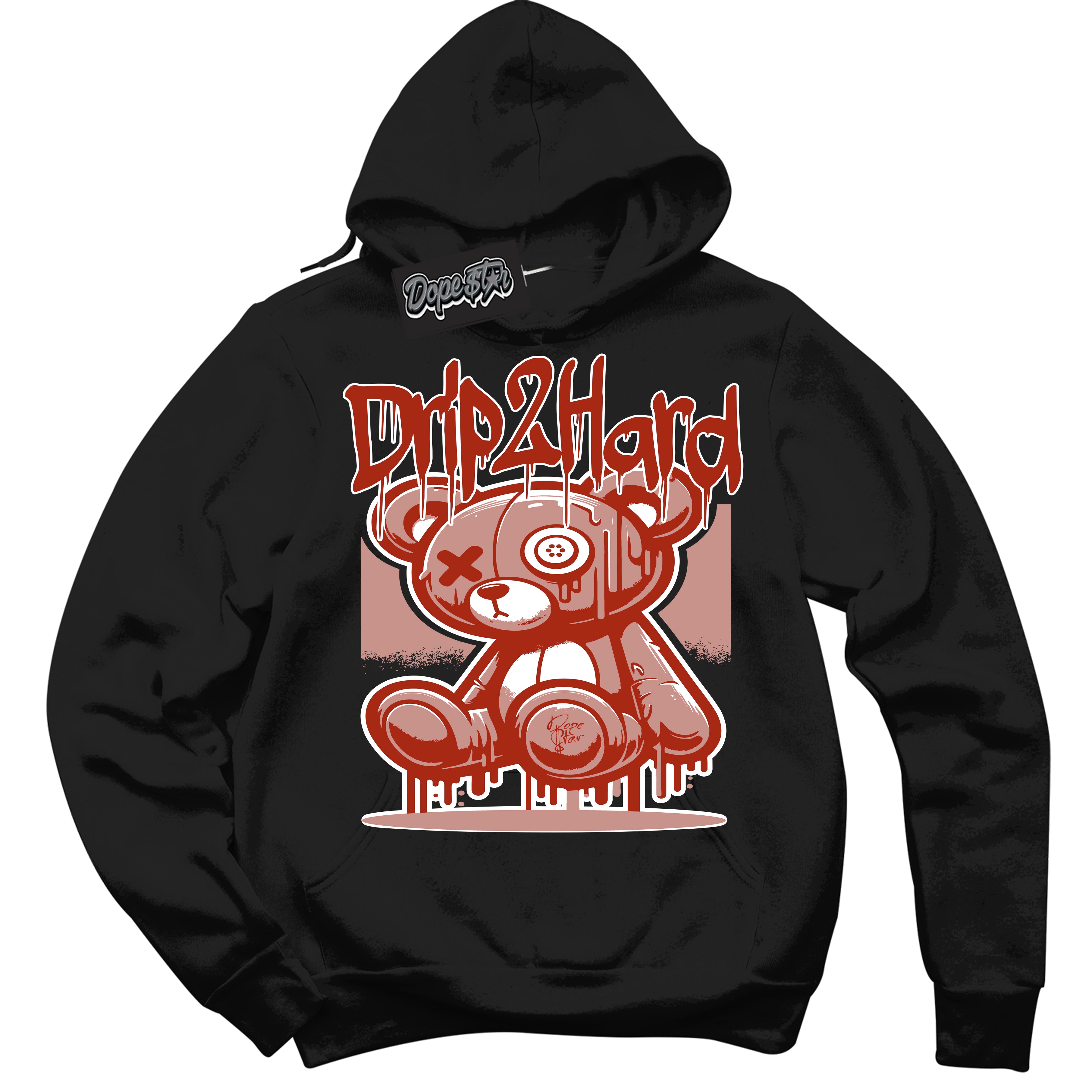 Cool Black Hoodie with “ Drip 2 Hard ”  design that Perfectly Matches Red Stardust Dunk.