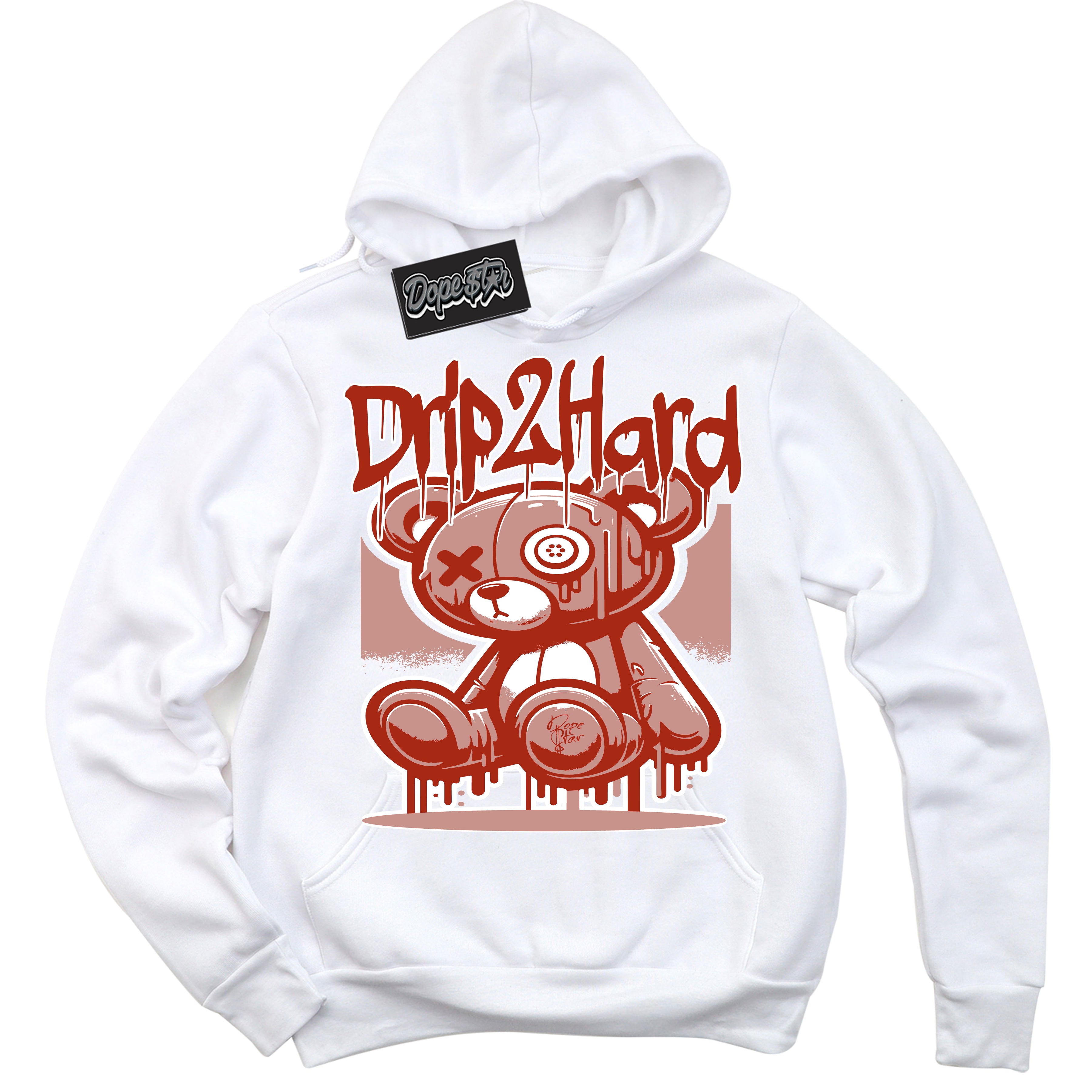 Cool White Hoodie with “ Drip 2 Hard ”  design that Perfectly Matches Red Stardust Dunk.