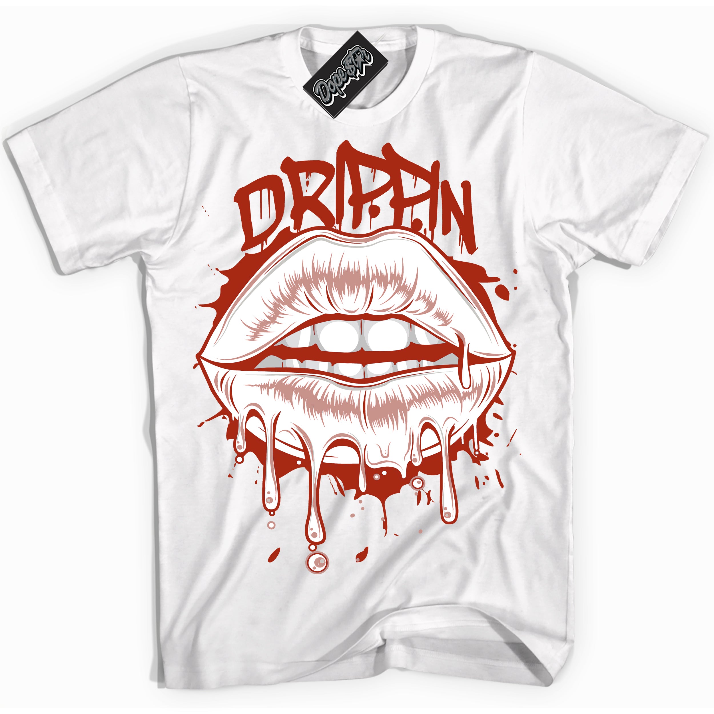 Cool White Shirt with “ Drippin ” design that perfectly matches Red Stardust Dunk.