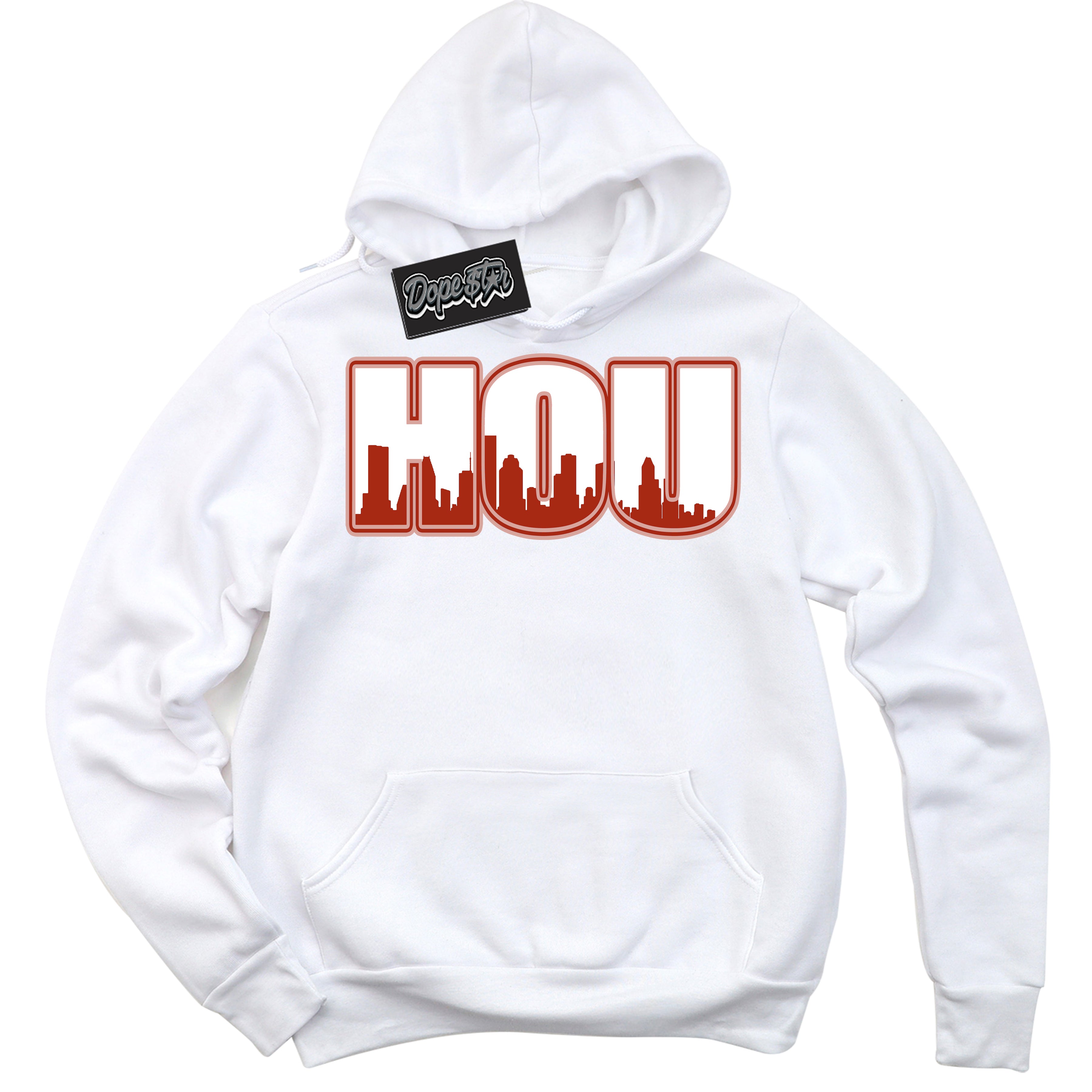 Cool White Hoodie with “ Houston ” design that Perfectly Matches Red Stardust Dunk.