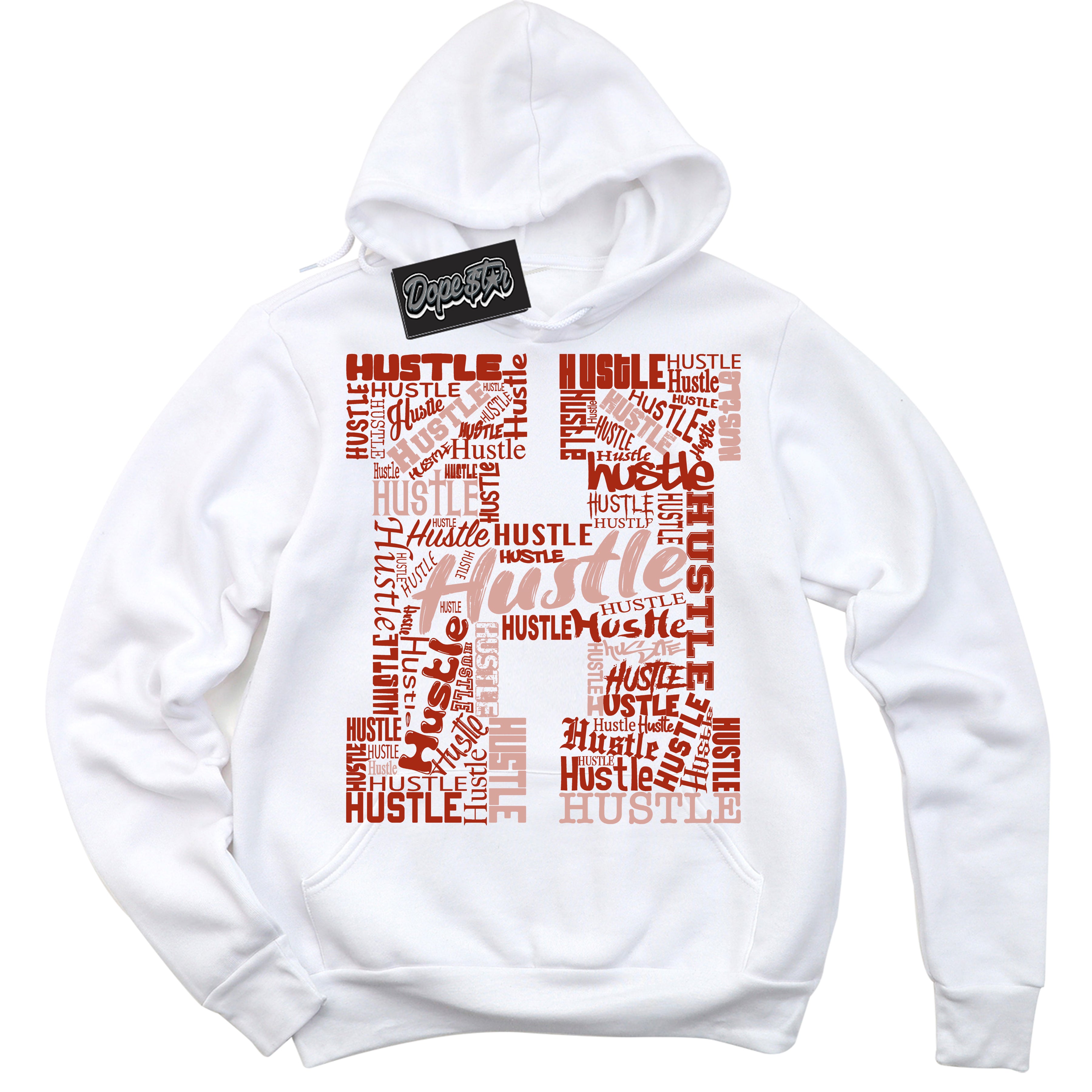 Cool White Hoodie with “ Hustle H ”  design that Perfectly Matches Red Stardust Dunk.
