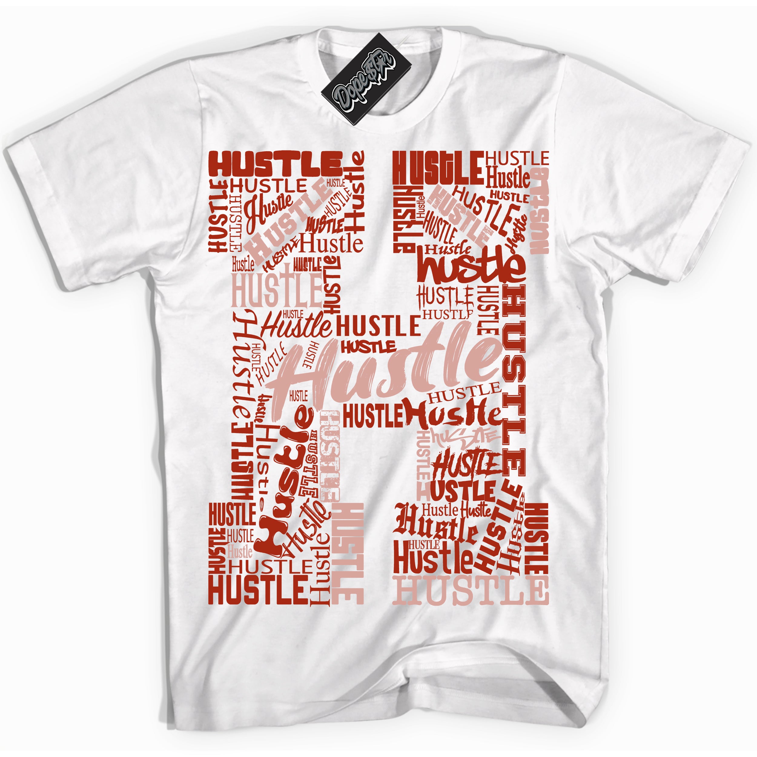 Cool White Shirt with “ Hustle H ” design that perfectly matches Red Stardust Dunk.