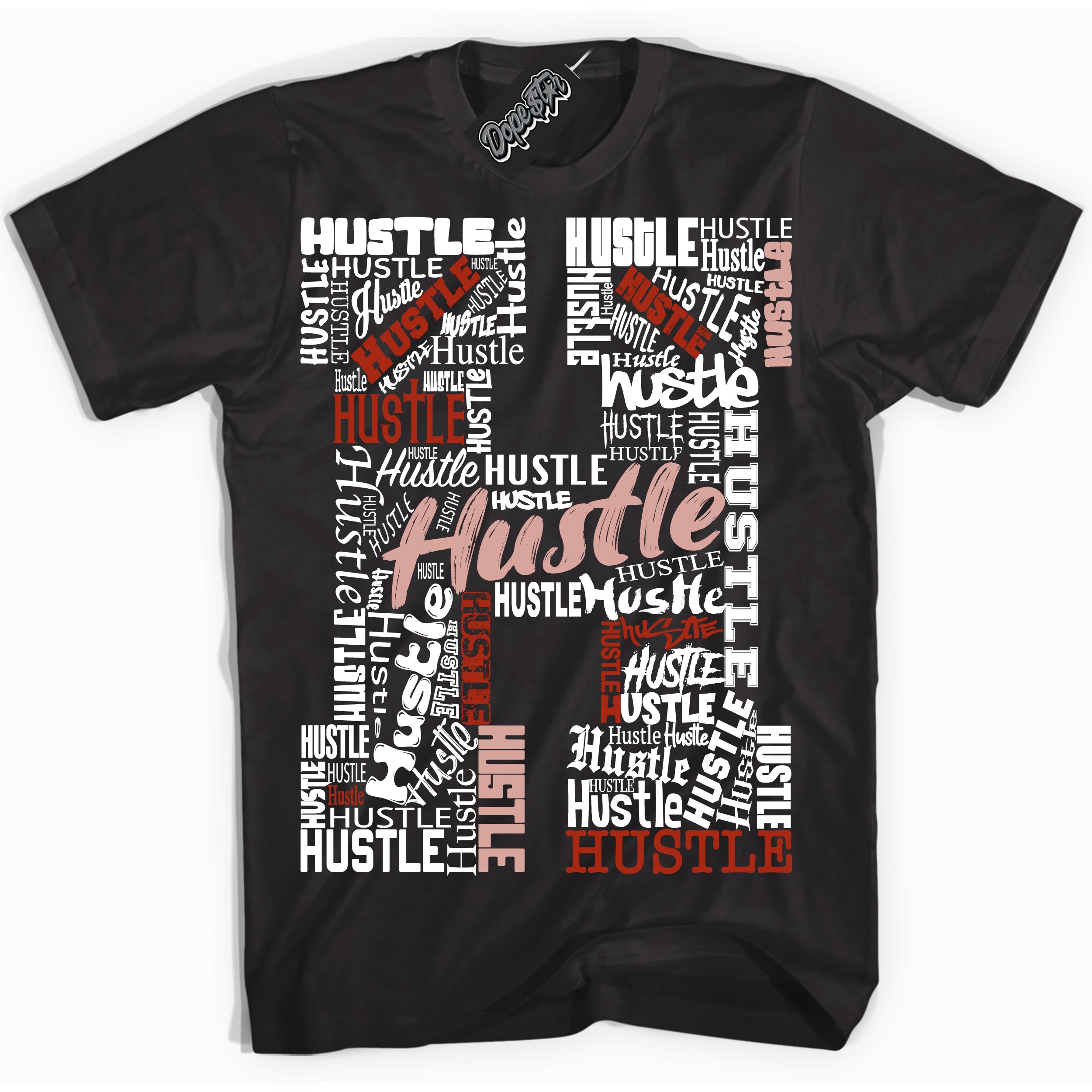 Cool Black Shirt with “ Hustle H ” design that perfectly matches Red Stardust Dunk.