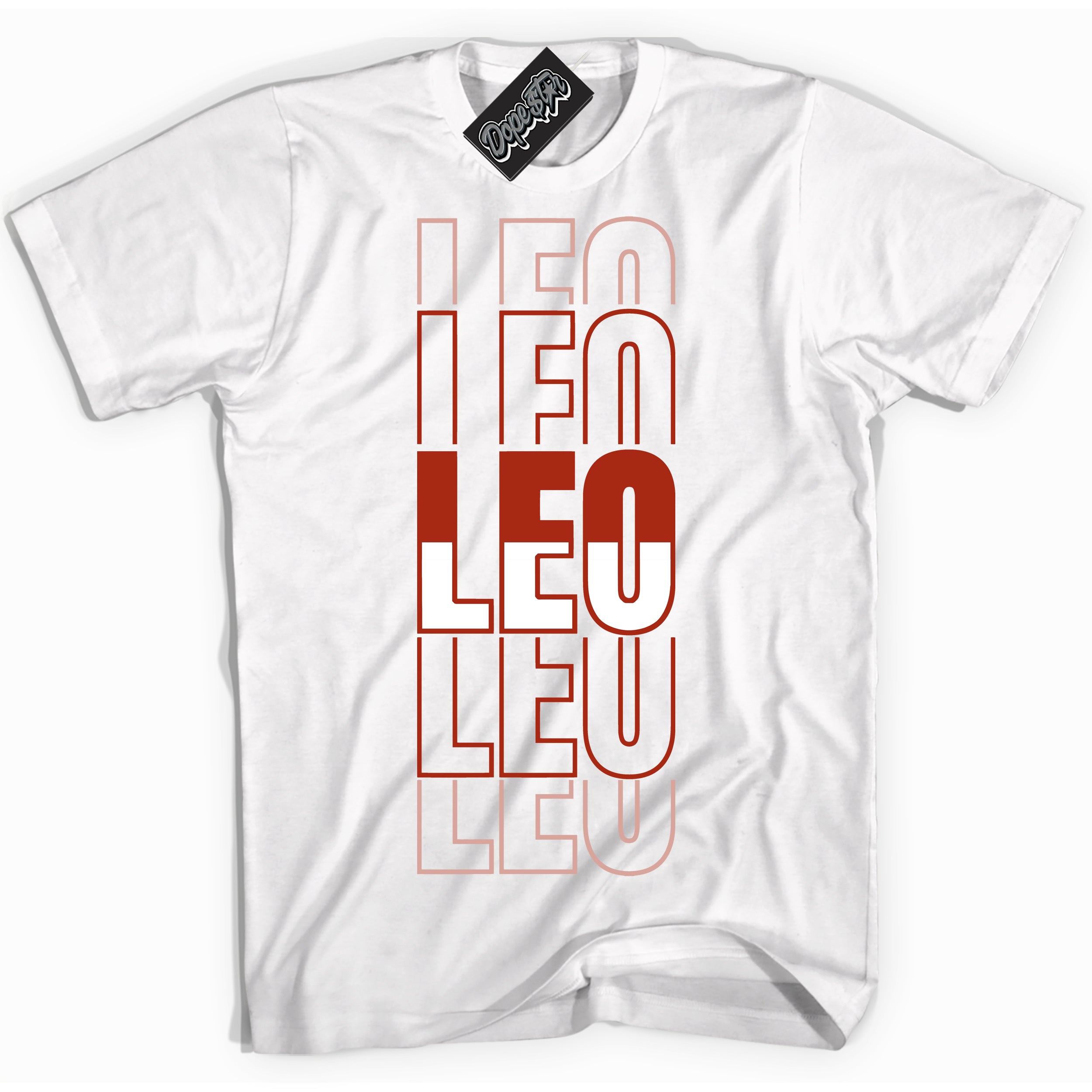 Cool White Shirt with “ Leo ” design that perfectly matches Red Stardust Dunk.
