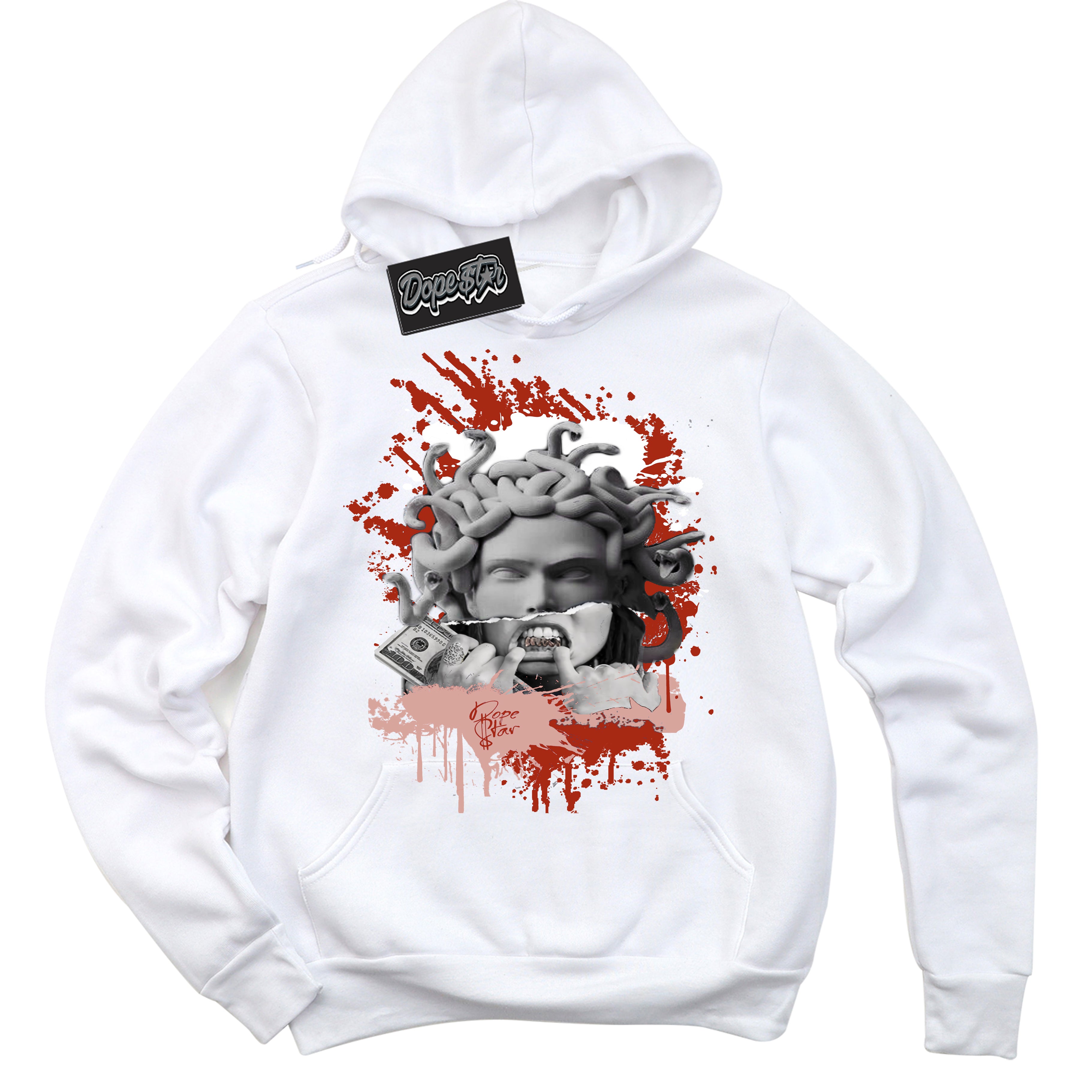 Cool White Hoodie with “ Medusa ” design that Perfectly Matches Red Stardust Dunk.