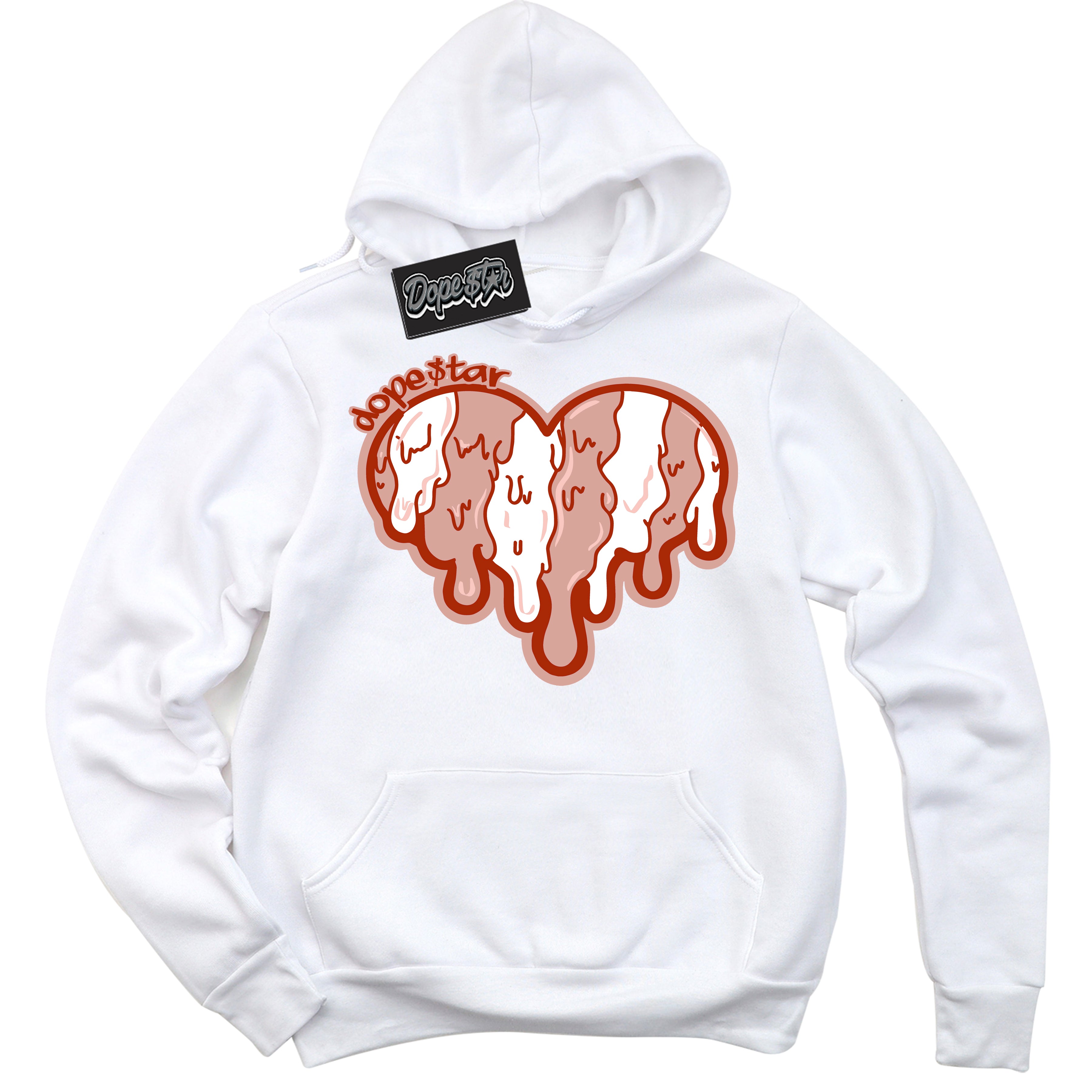 Cool White Hoodie with “ Melting Heart ” design that Perfectly Matches Red Stardust Dunk.