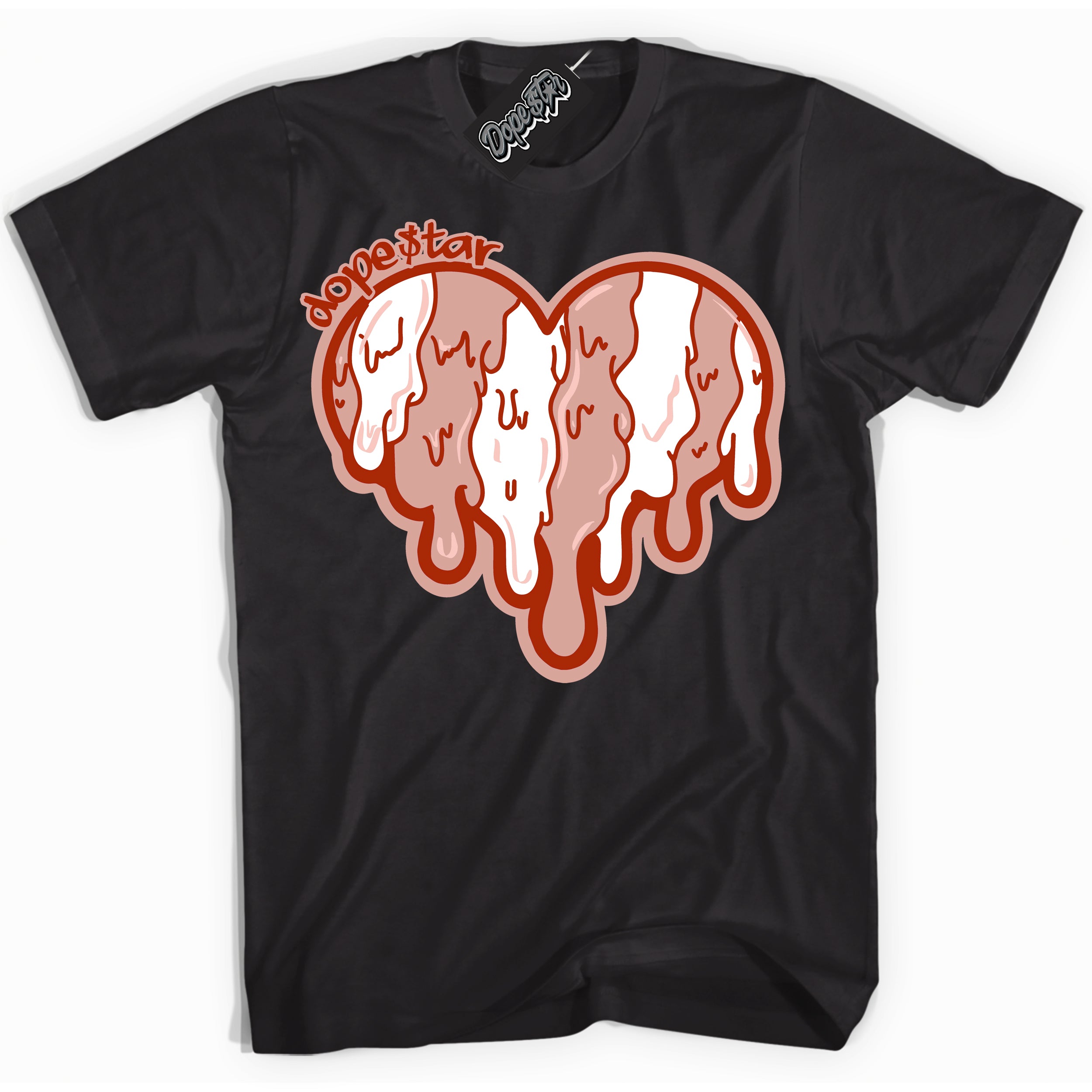 Cool Black Shirt with “ Melting Heart ” design that perfectly matches Red Stardust Dunk.