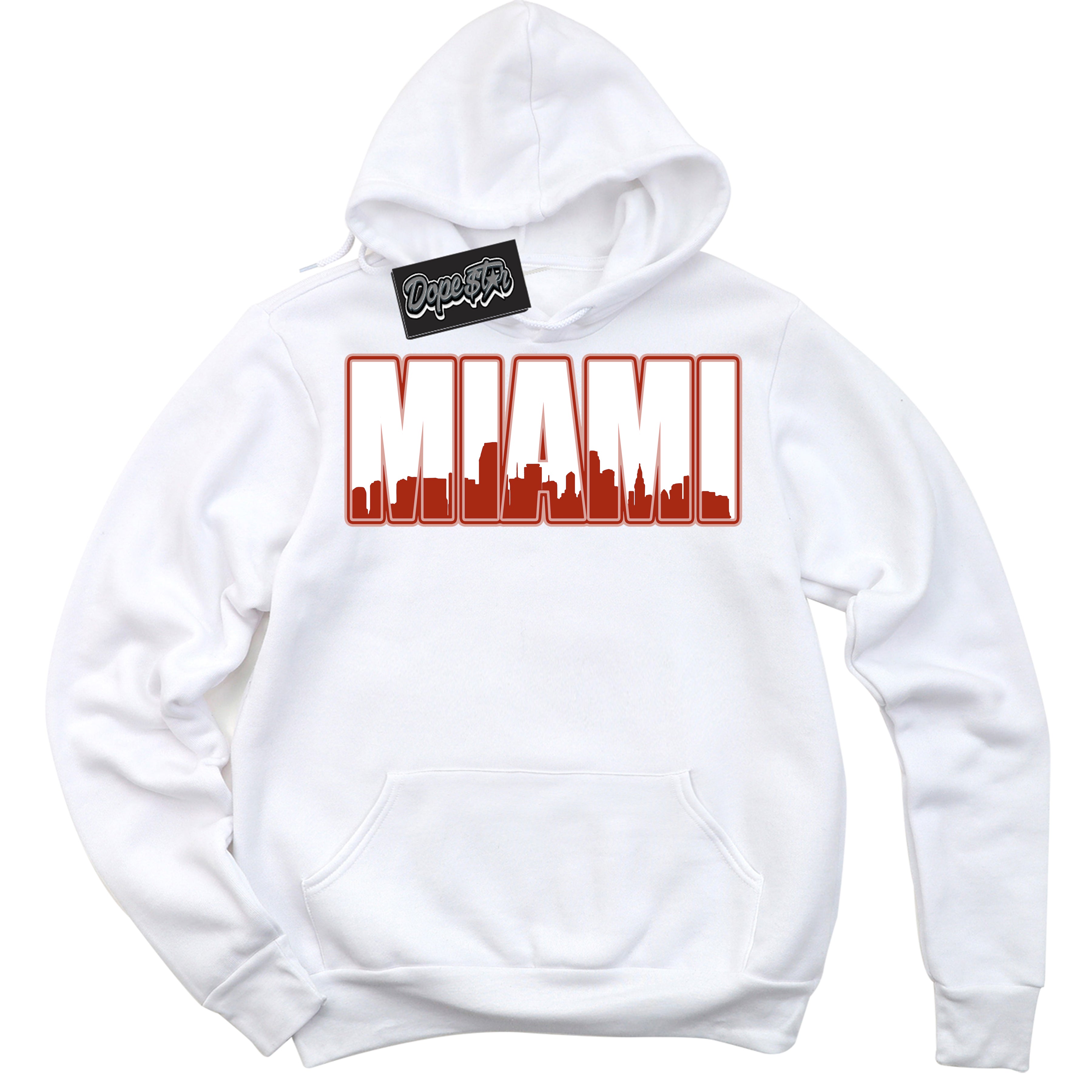 Cool White Hoodie with “ Miami ” design that Perfectly Matches Red Stardust Dunk.