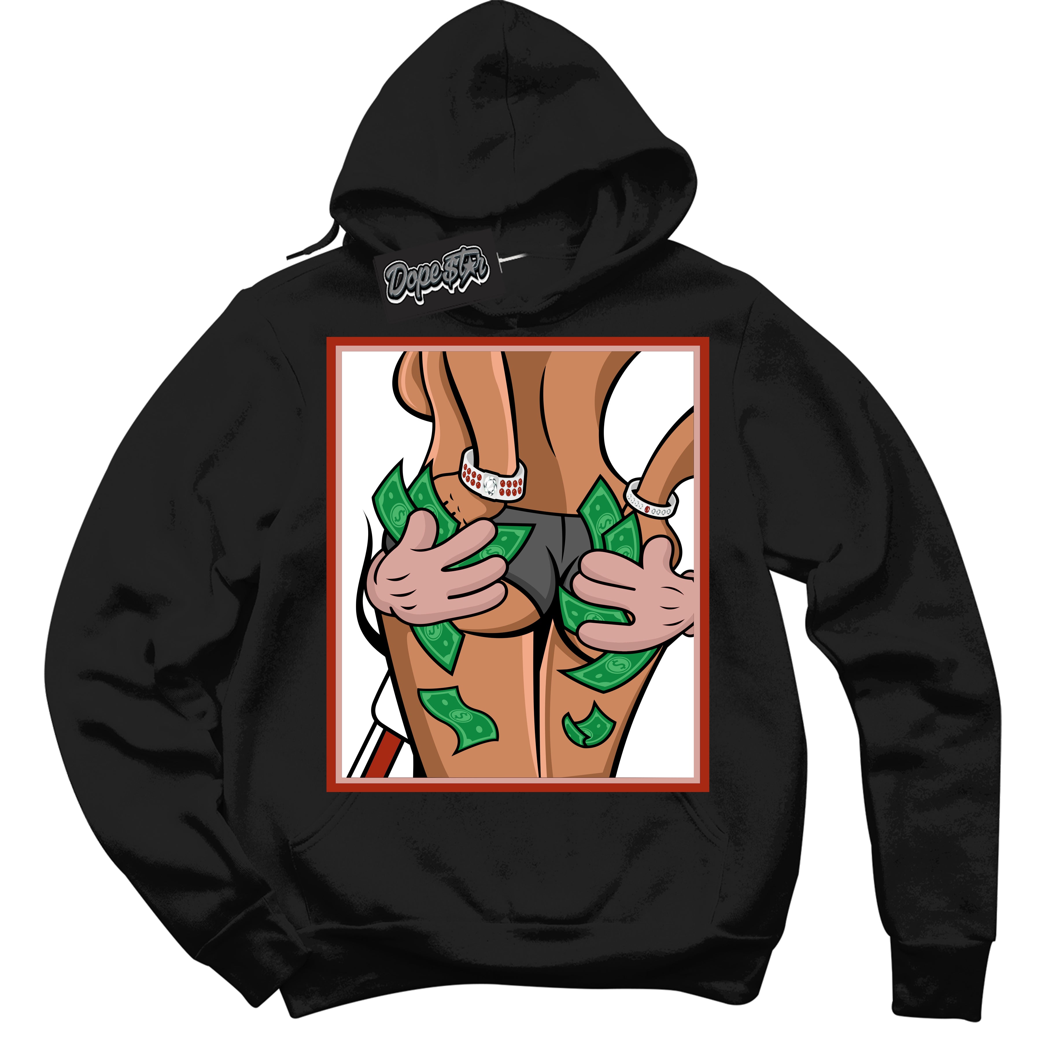 Cool Black Hoodie with “ Money Hands ” design that Perfectly Matches Red Stardust Dunk.