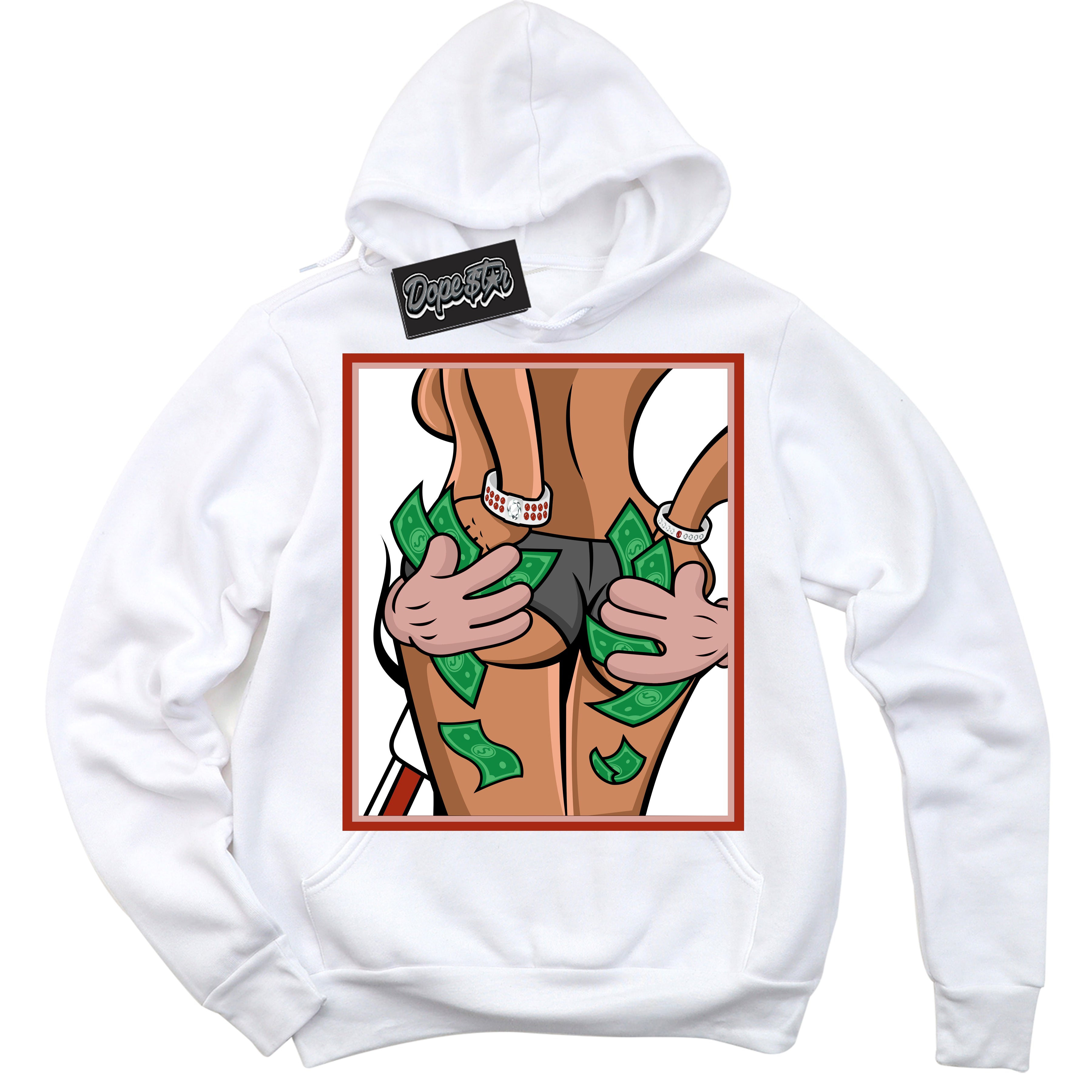 Cool White Hoodie with “ Money Hands ” design that Perfectly Matches Red Stardust Dunk.