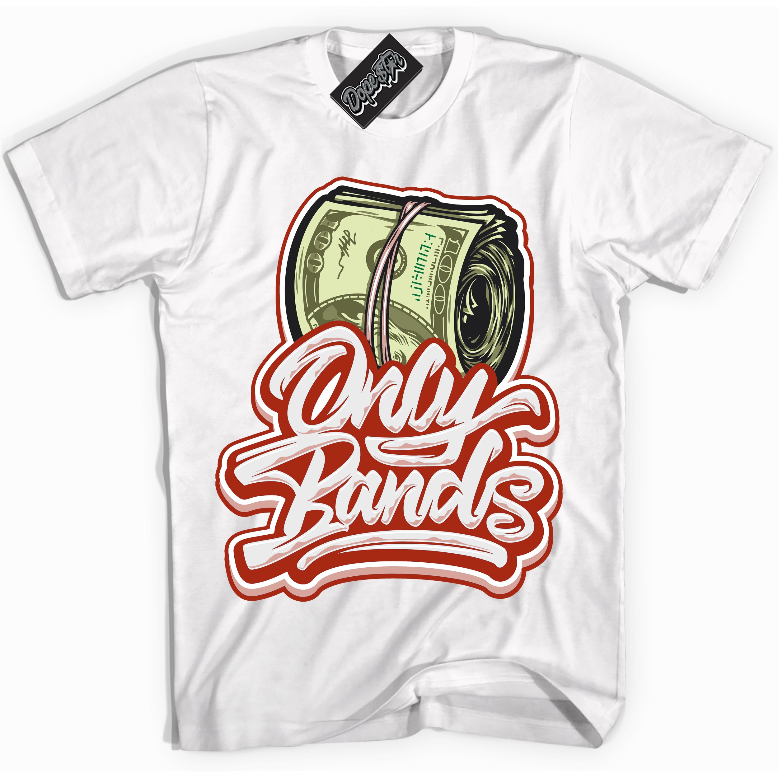 Cool White Shirt with “ Only Bands ” design that perfectly matches Red Stardust Dunk.