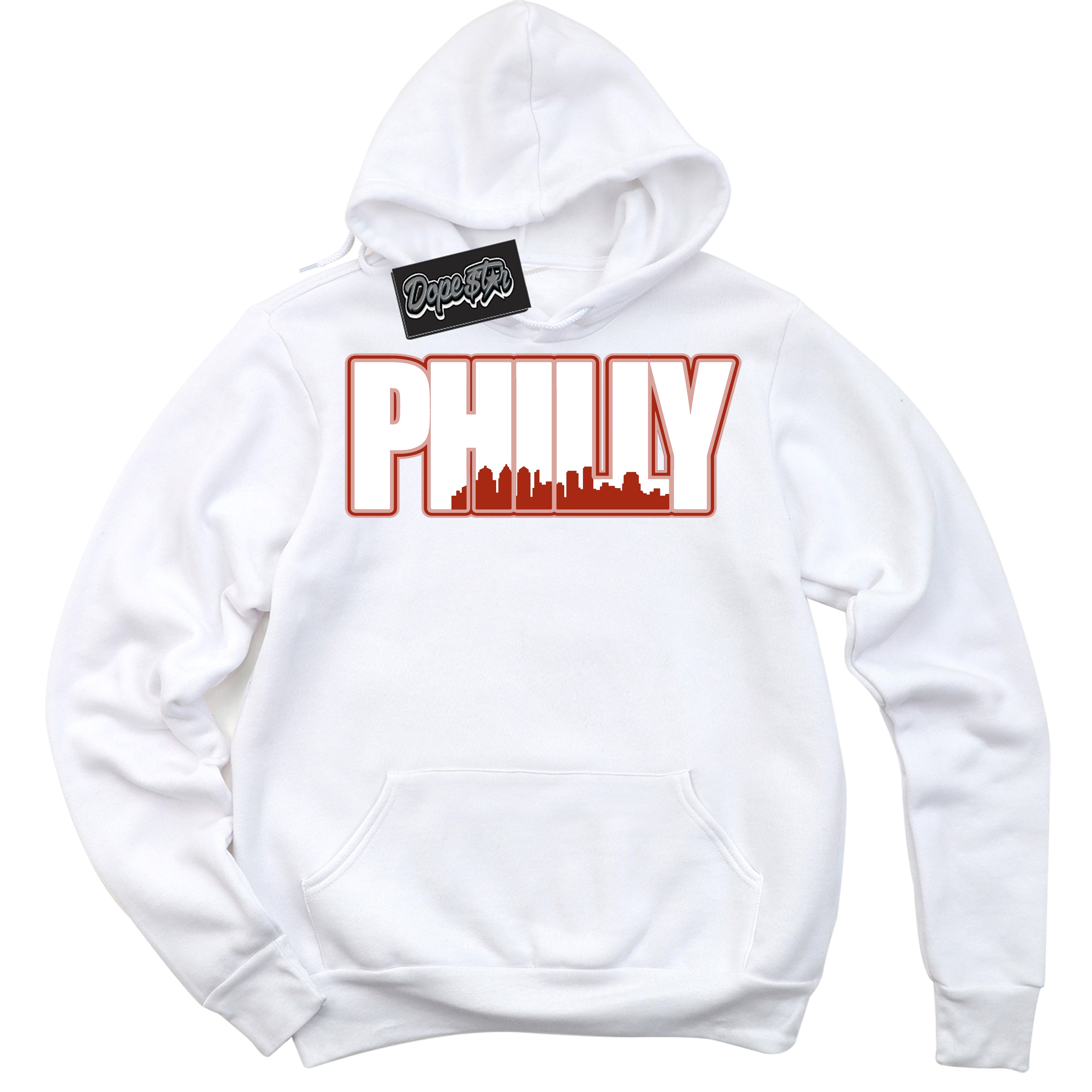 Cool White Hoodie with “ Philly ” design that Perfectly Matches Red Stardust Dunk.