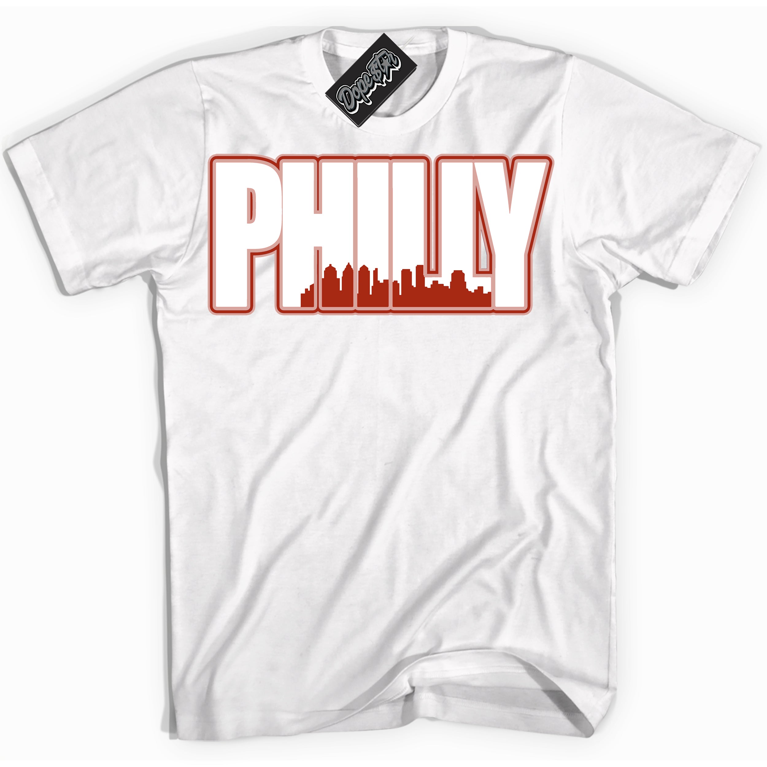 Cool White Shirt with “ Philly ” design that perfectly matches Red Stardust Dunk.