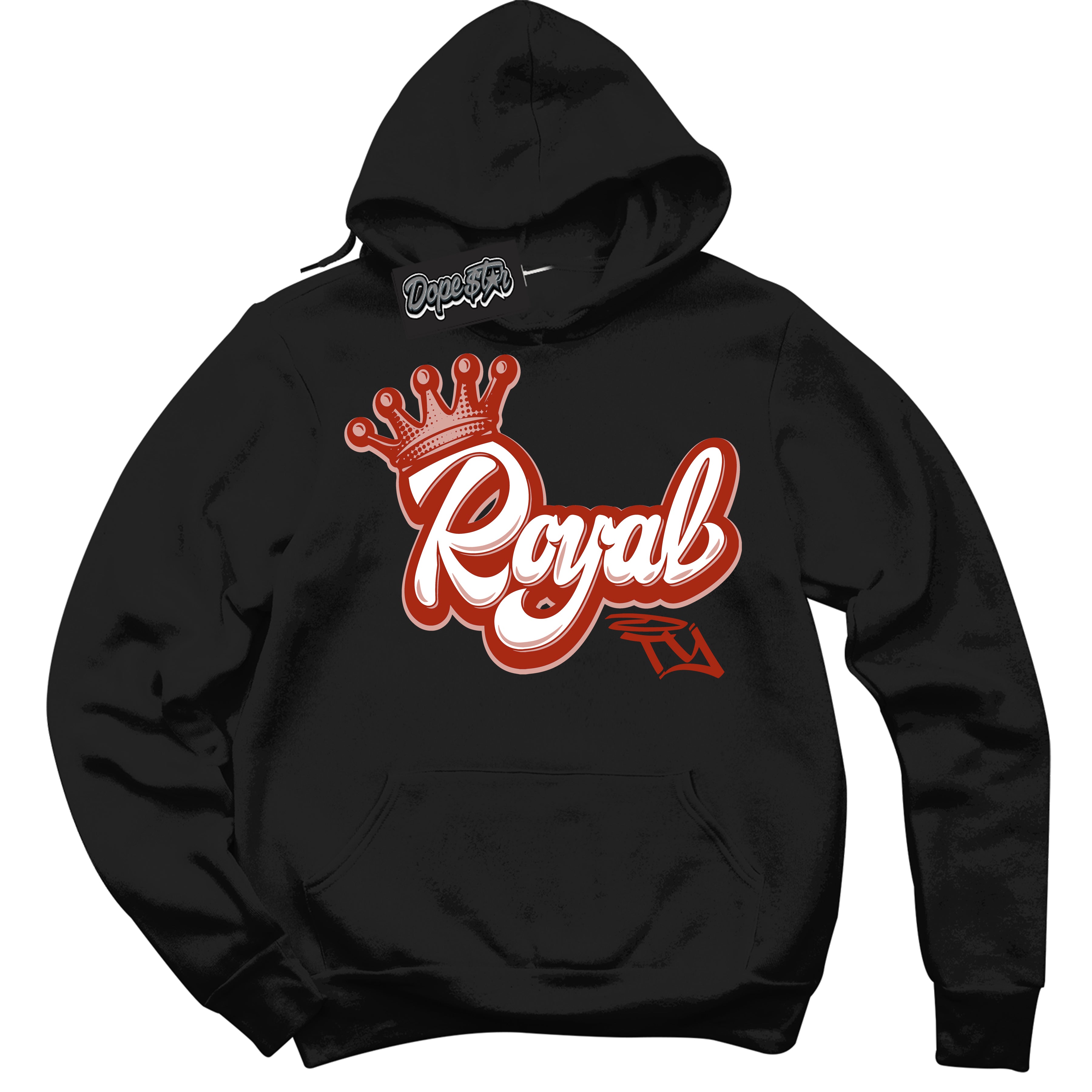 Cool Black Hoodie with “ Royalty ” design that Perfectly Matches Red Stardust Dunk.