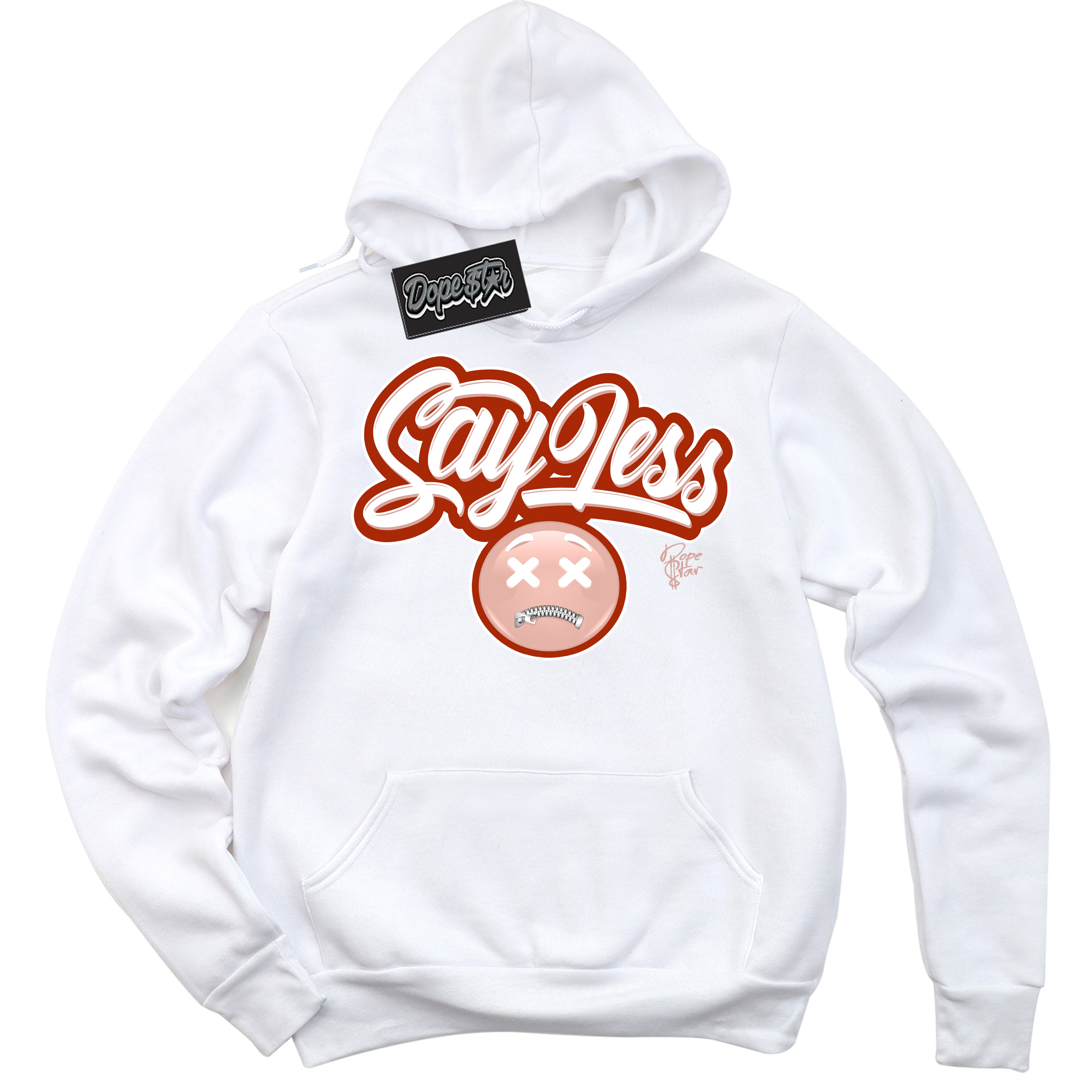 Cool White Hoodie with “ Say Less ” design that Perfectly Matches Red Stardust Dunk.