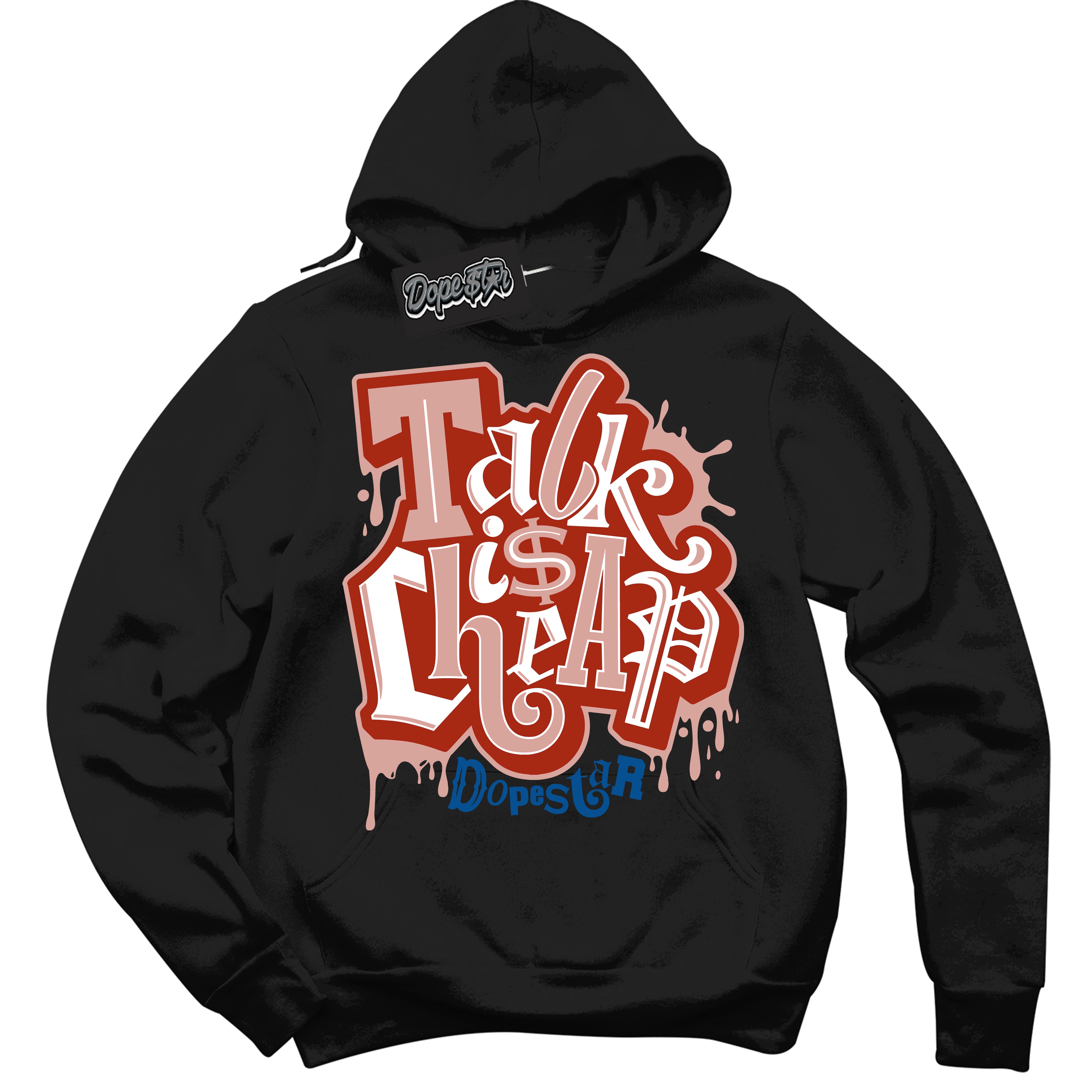 Cool Black Hoodie with “ Talk Is Cheap” design that Perfectly Matches Red Stardust Dunk.