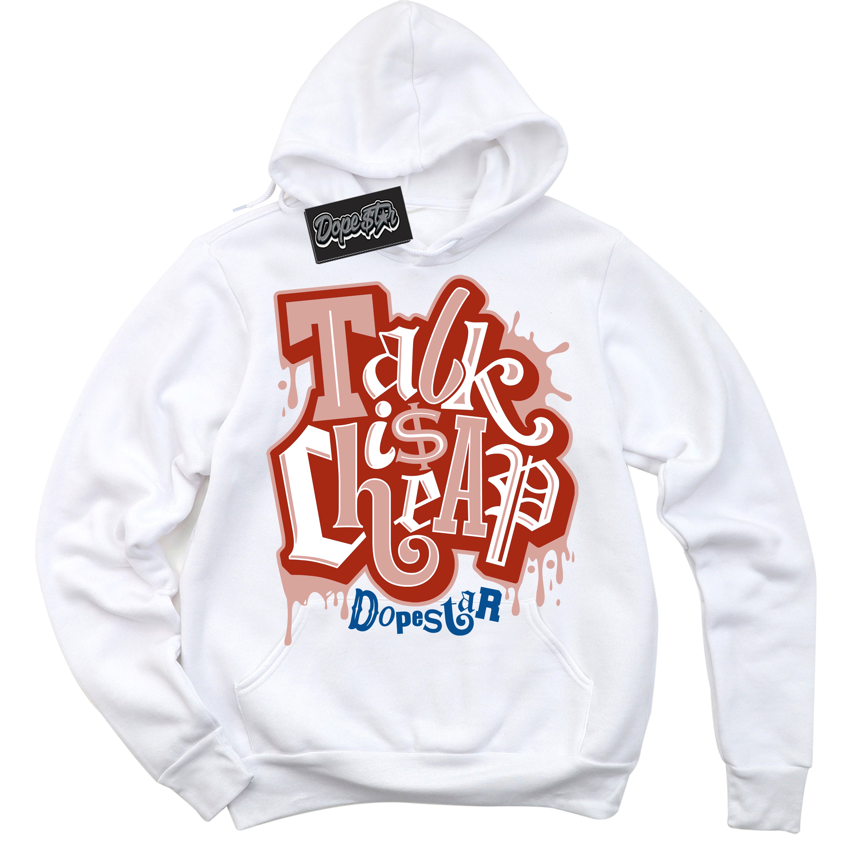 Cool White Hoodie with “ Talk Is Cheap” design that Perfectly Matches Red Stardust Dunk.