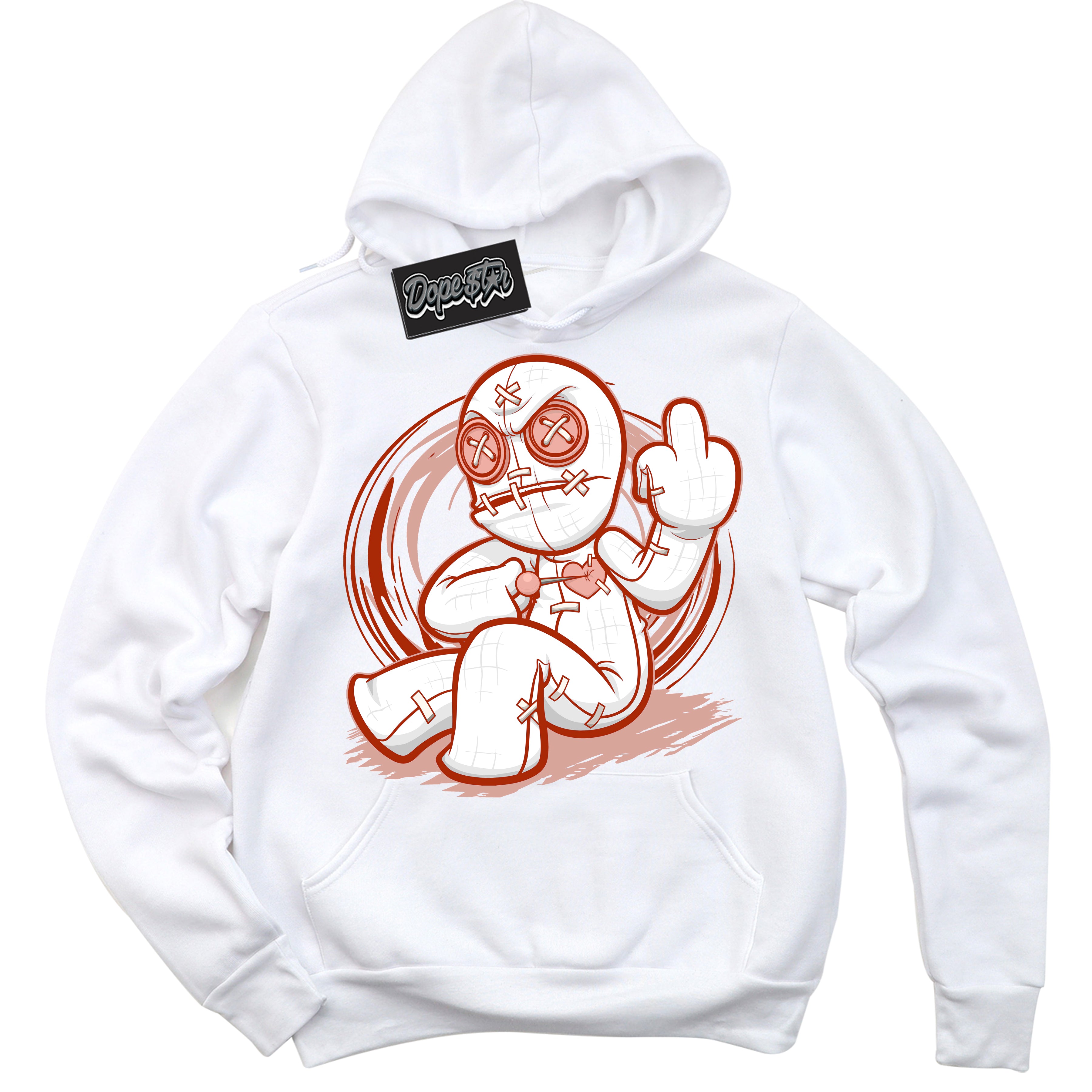 Cool White Hoodie with “ Voodoo Doll ” design that Perfectly Matches Red Stardust Dunk.